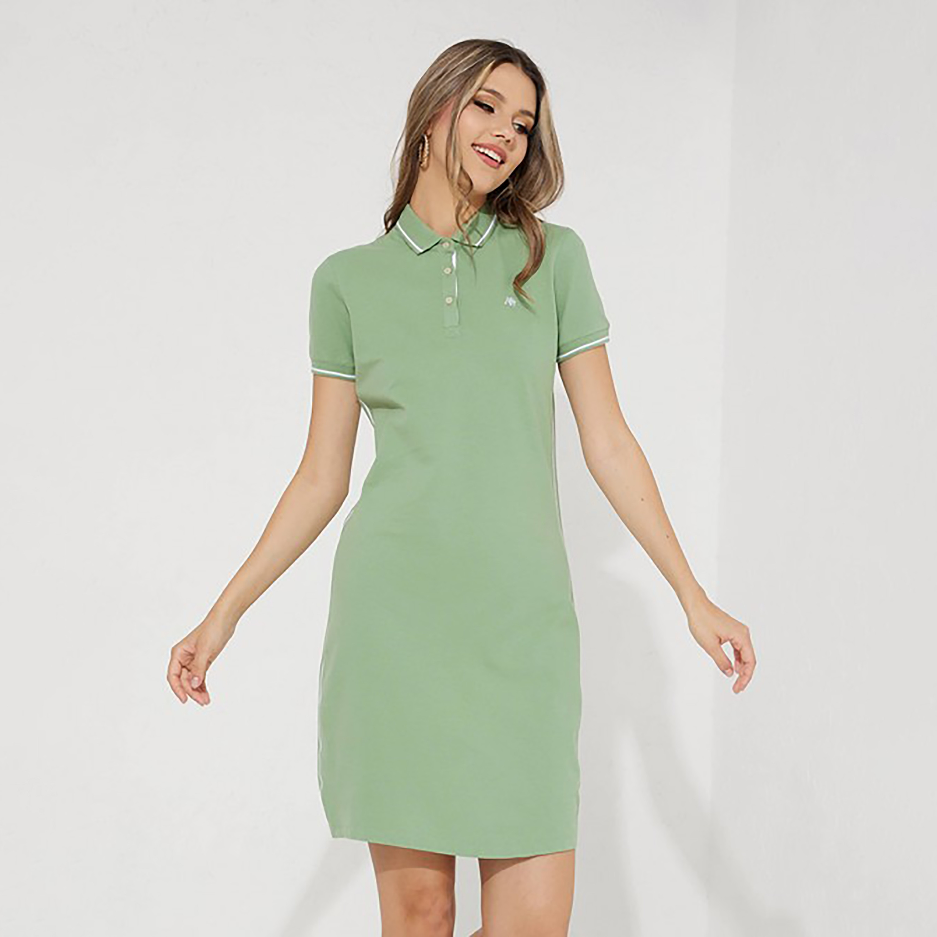 فستان ميني تي شيرت بياقة ذو بولو سادة من إيروبوستال-women-clothing-dresses-image-1