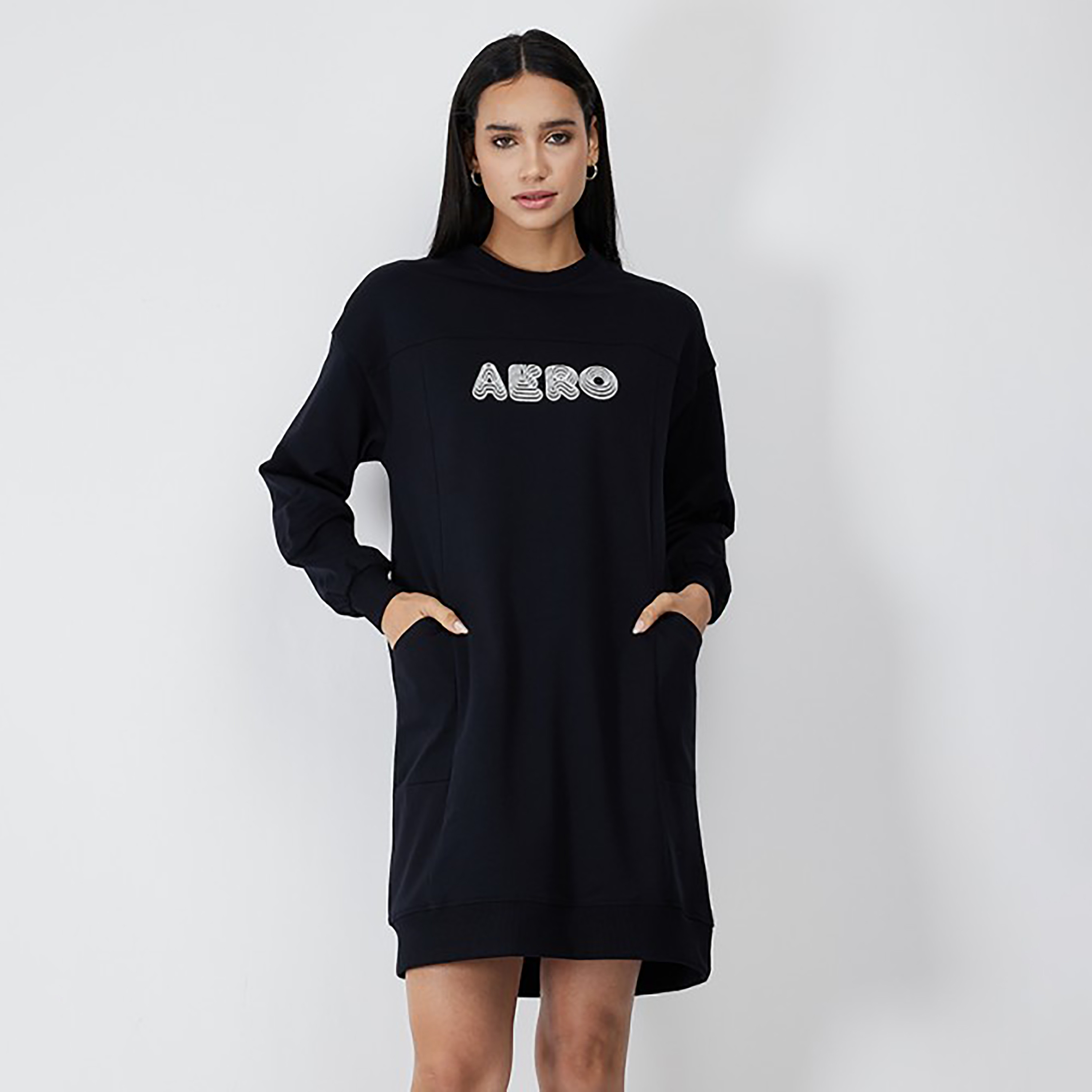 فستان نسائي ميني بياقة دائرية وشعار من إيروبوستيل-women-clothing-dresses-image-1