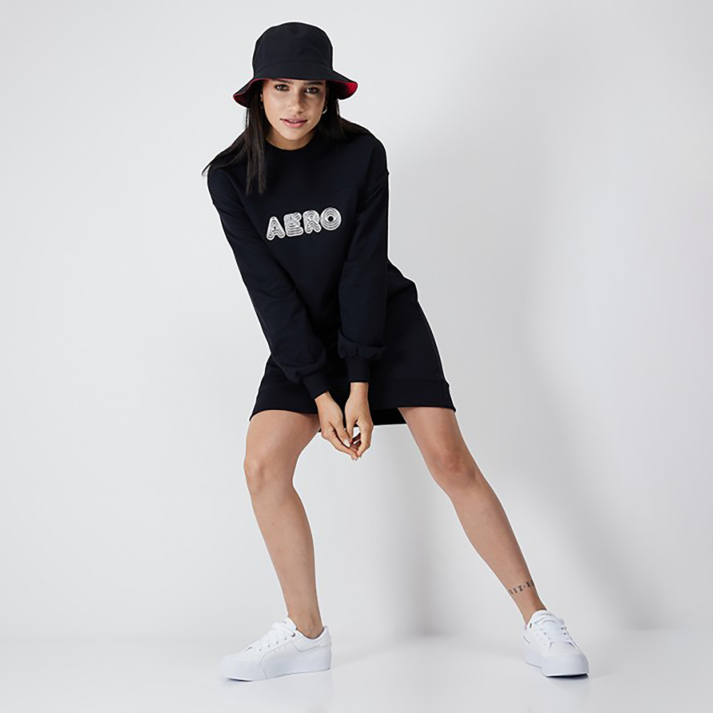 فستان نسائي ميني بياقة دائرية وشعار من إيروبوستيل-women-clothing-dresses-image-3