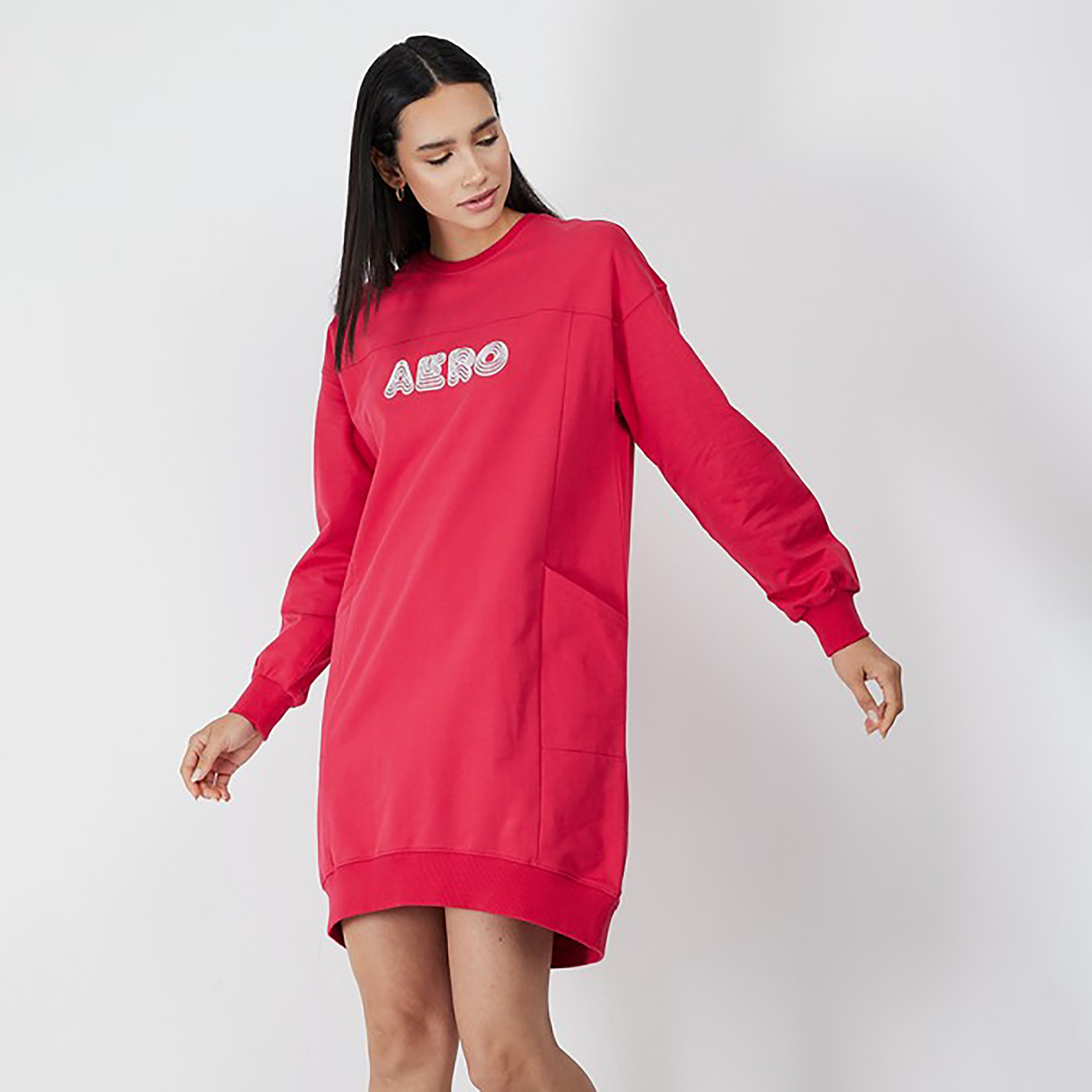 فستان نسائي ميني بياقة دائرية وشعار من إيروبوستيل-women-clothing-dresses-image-5