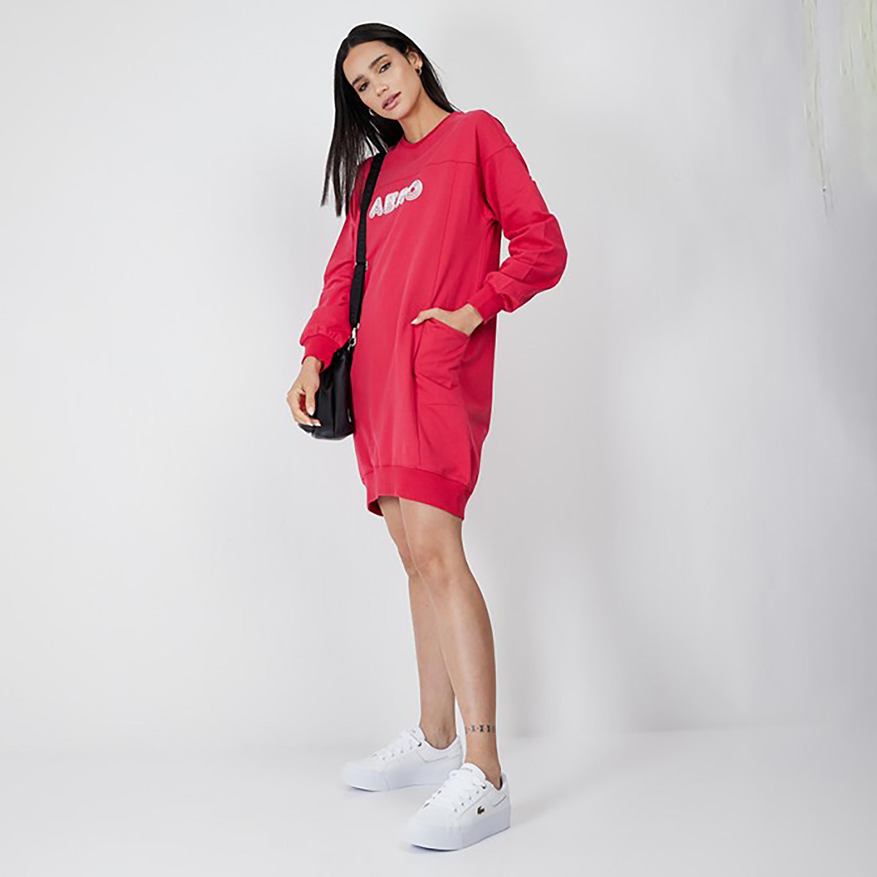 فستان نسائي ميني بياقة دائرية وشعار من إيروبوستيل-women-clothing-dresses-image-7