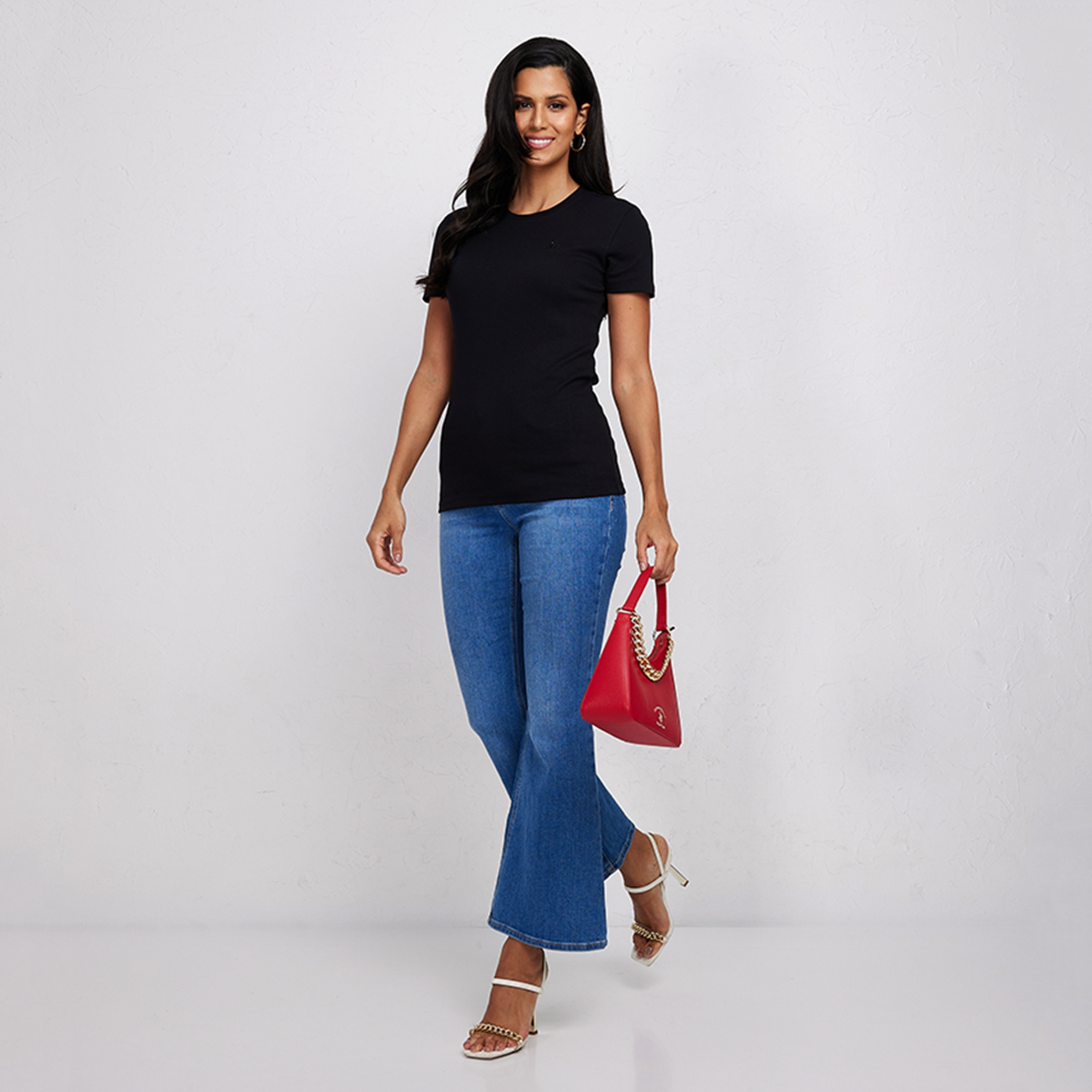 تي شيرت نسائي بأكمام قصيرة ورقبة دائرية سادة من أيروبوستال-women-clothing-tshirts-image-2