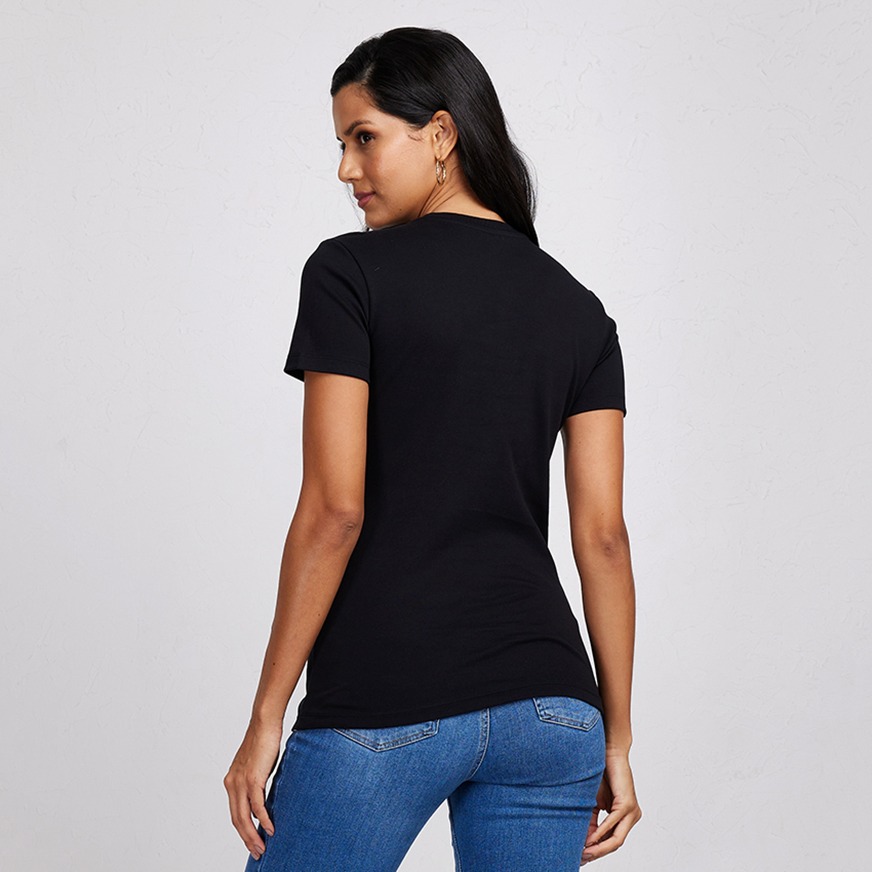 تي شيرت نسائي بأكمام قصيرة ورقبة دائرية سادة من أيروبوستال-women-clothing-tshirts-image-4