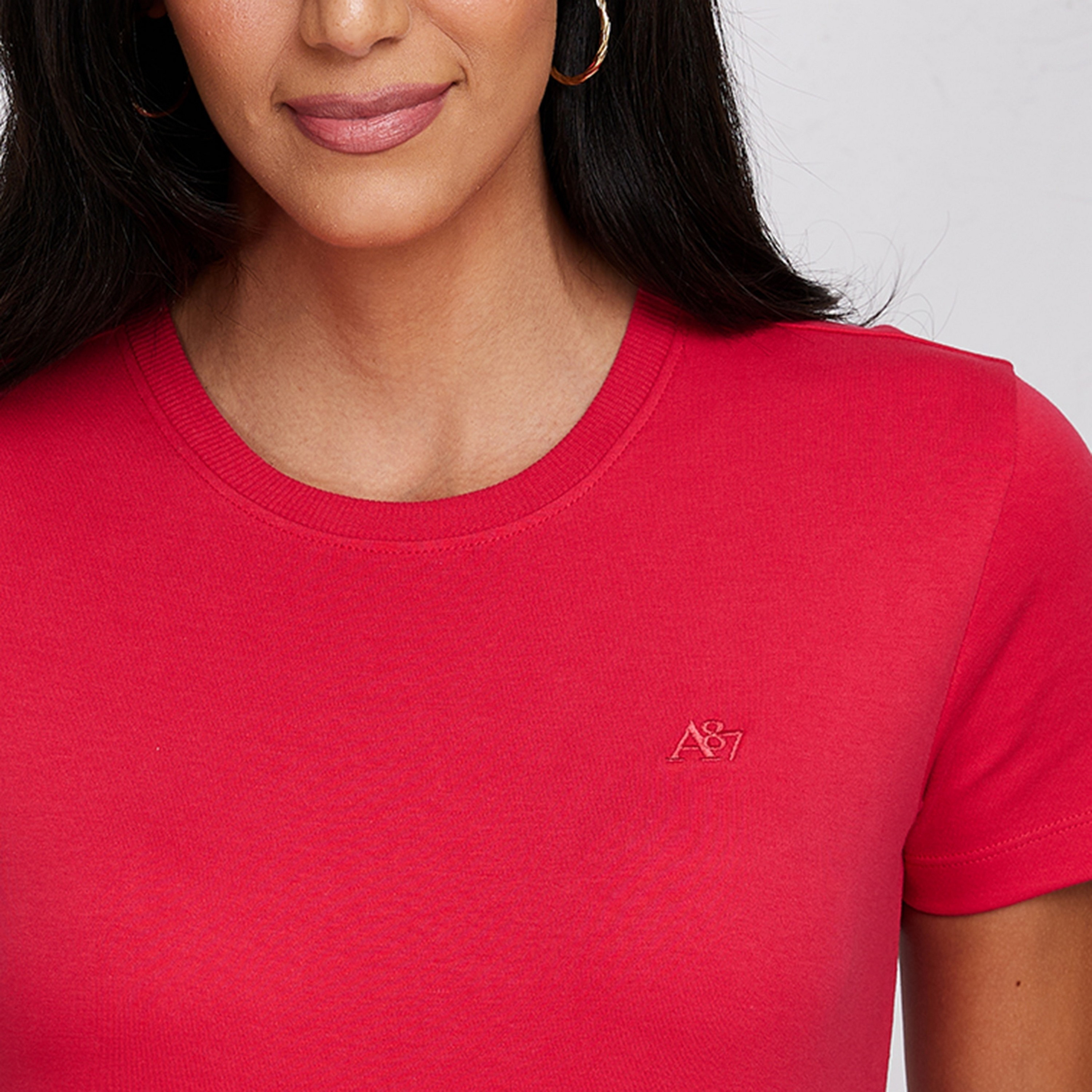 تي شيرت نسائي بأكمام قصيرة ورقبة دائرية سادة من أيروبوستال-women-clothing-tshirts-image-15
