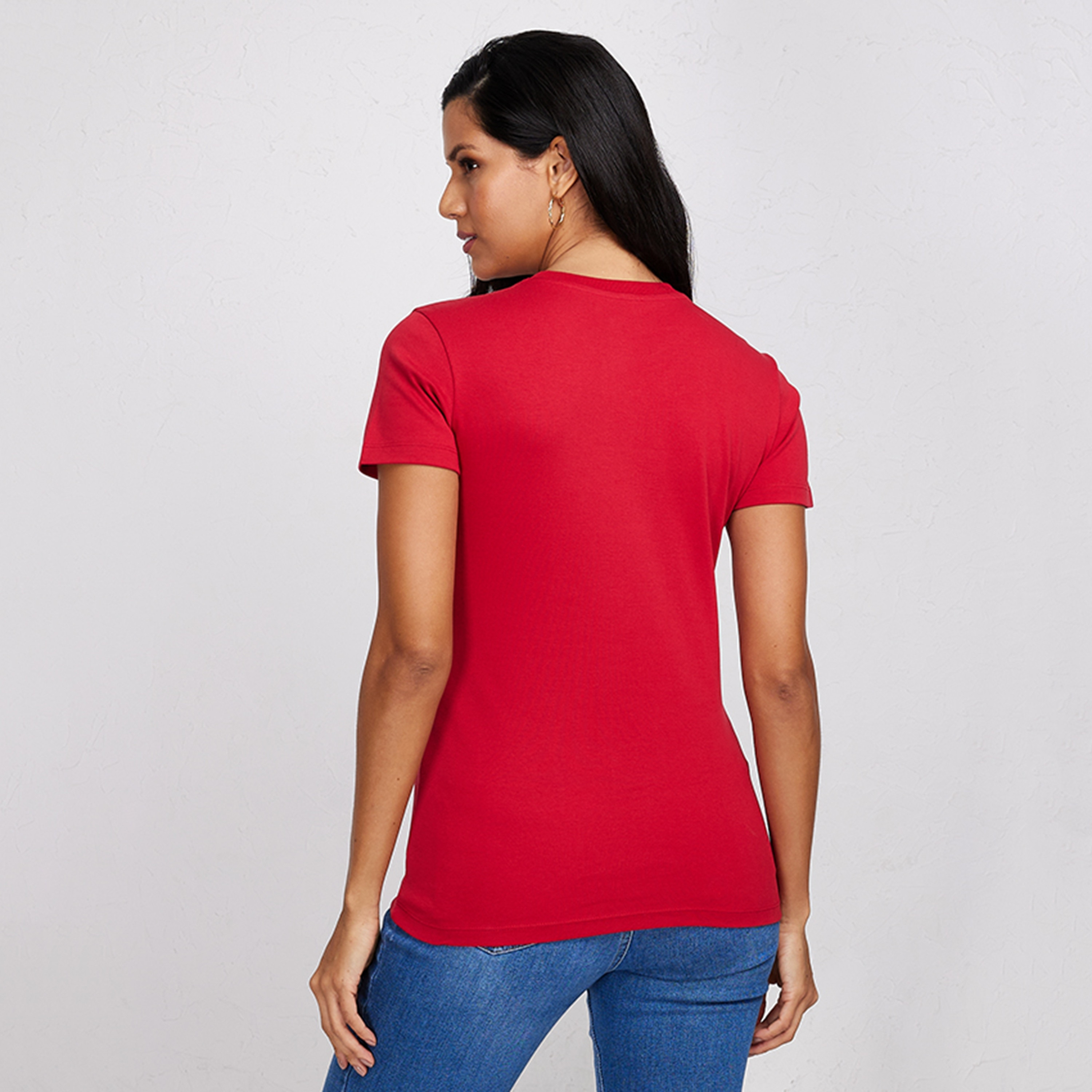 تي شيرت نسائي بأكمام قصيرة ورقبة دائرية سادة من أيروبوستال-women-clothing-tshirts-image-8
