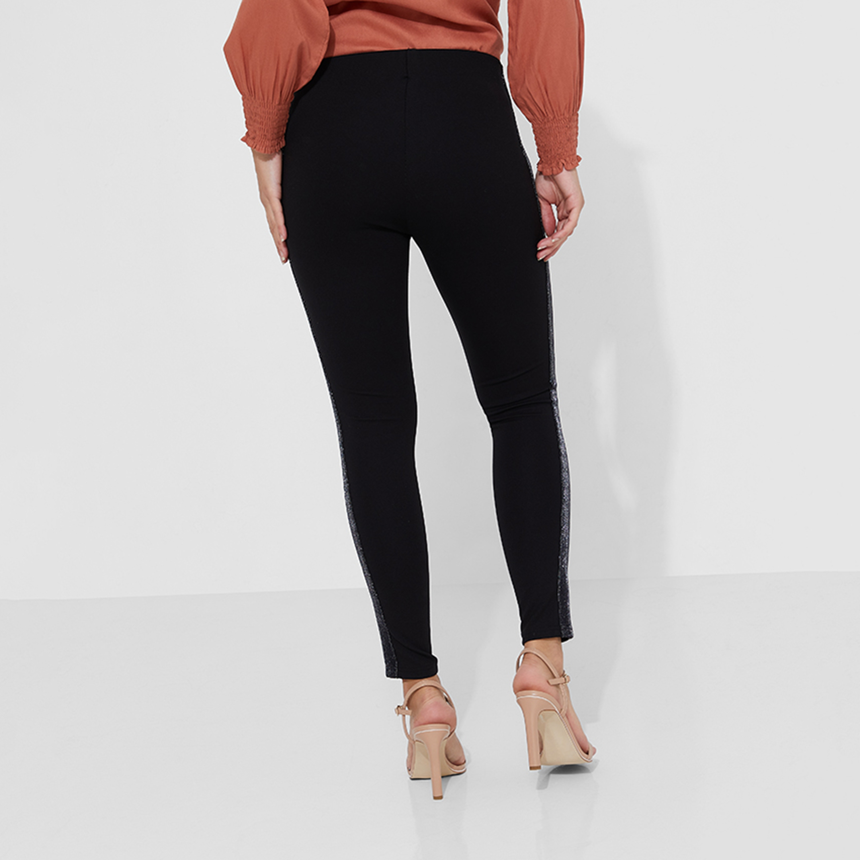 بنطلون نسائي ضيق بخصر مطاطي ولوحة لامعة من أيروبوستال-women-clothing-bottoms-leggings-image-1