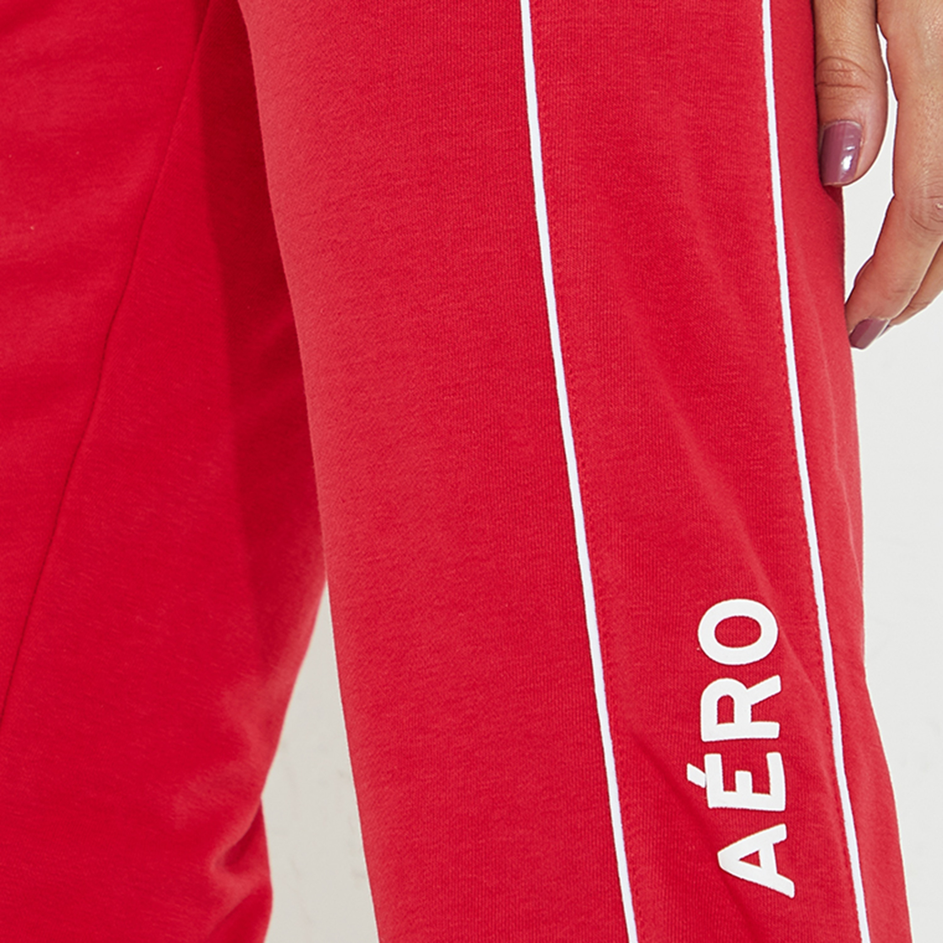بنطلون ركض نسائي بخصر متوسط وتفاصيل حواف ورباط من أيروبوستال-women-clothing-bottoms-joggers-image-3