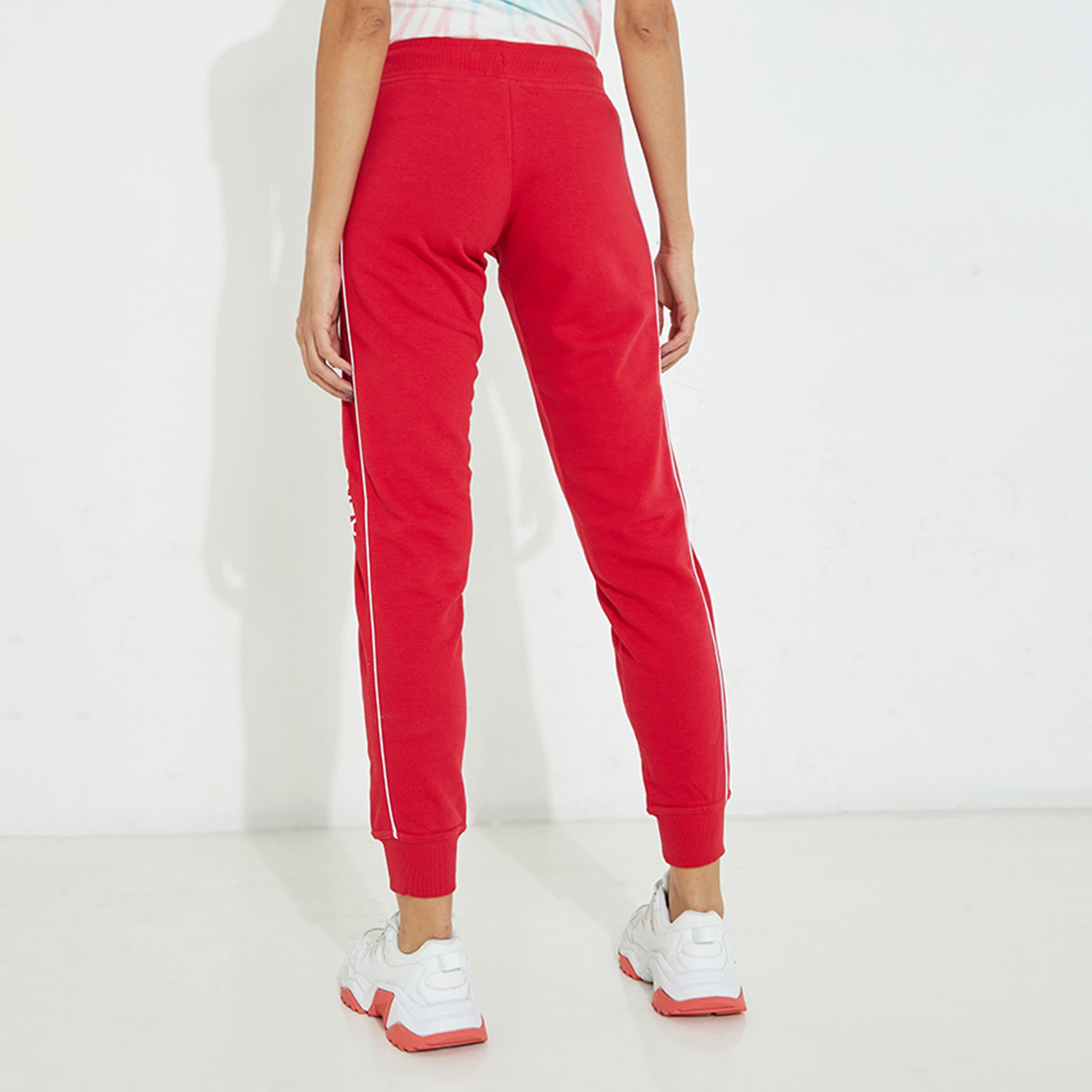 بنطلون ركض نسائي بخصر متوسط وتفاصيل حواف ورباط من أيروبوستال-women-clothing-bottoms-joggers-image-4