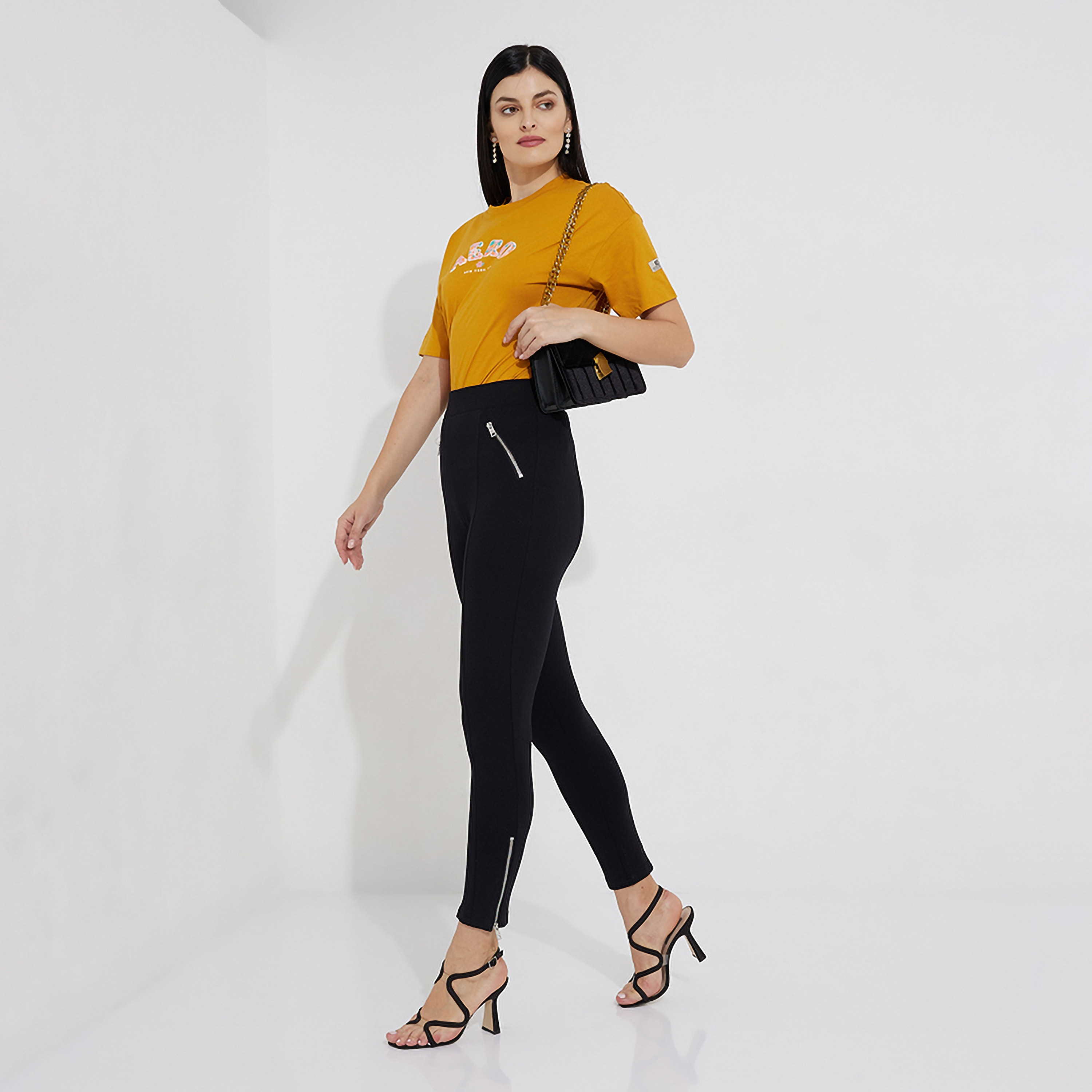 بنطال رياضي ضيق نسائي مطاطي بخصر مرتفع من أيروبوستال-women-clothing-bottoms-leggings-image-2
