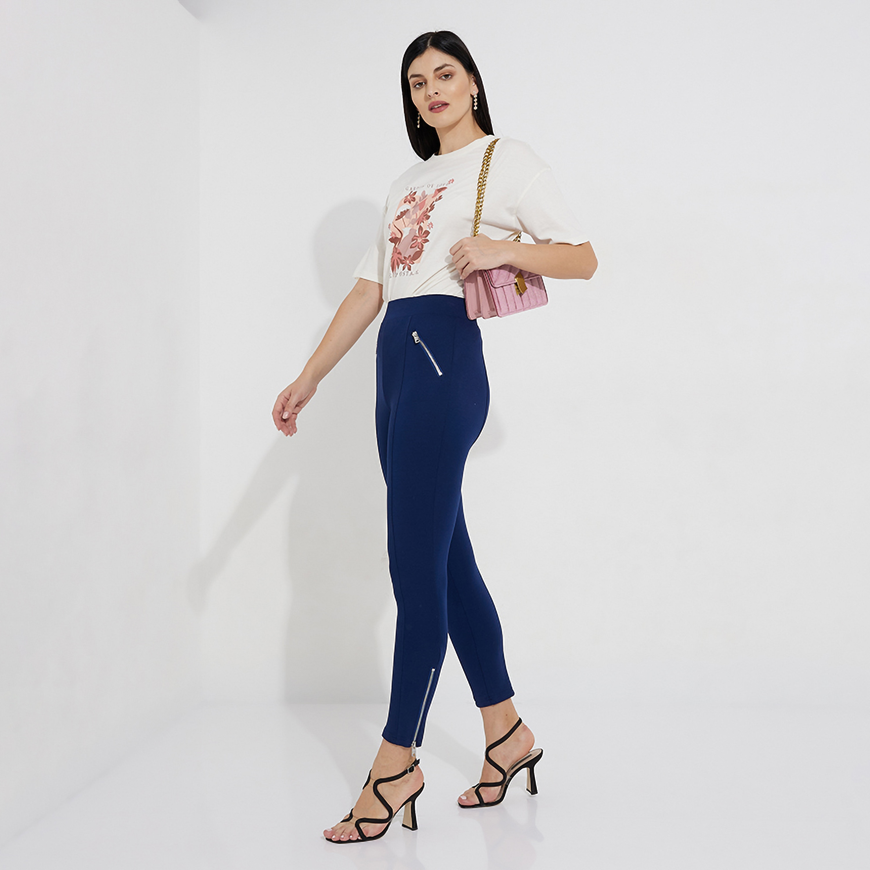 Aeropostale Plain High-Rise Elasticated Women's Treggings-women-clothing-bottoms-leggings-image-2