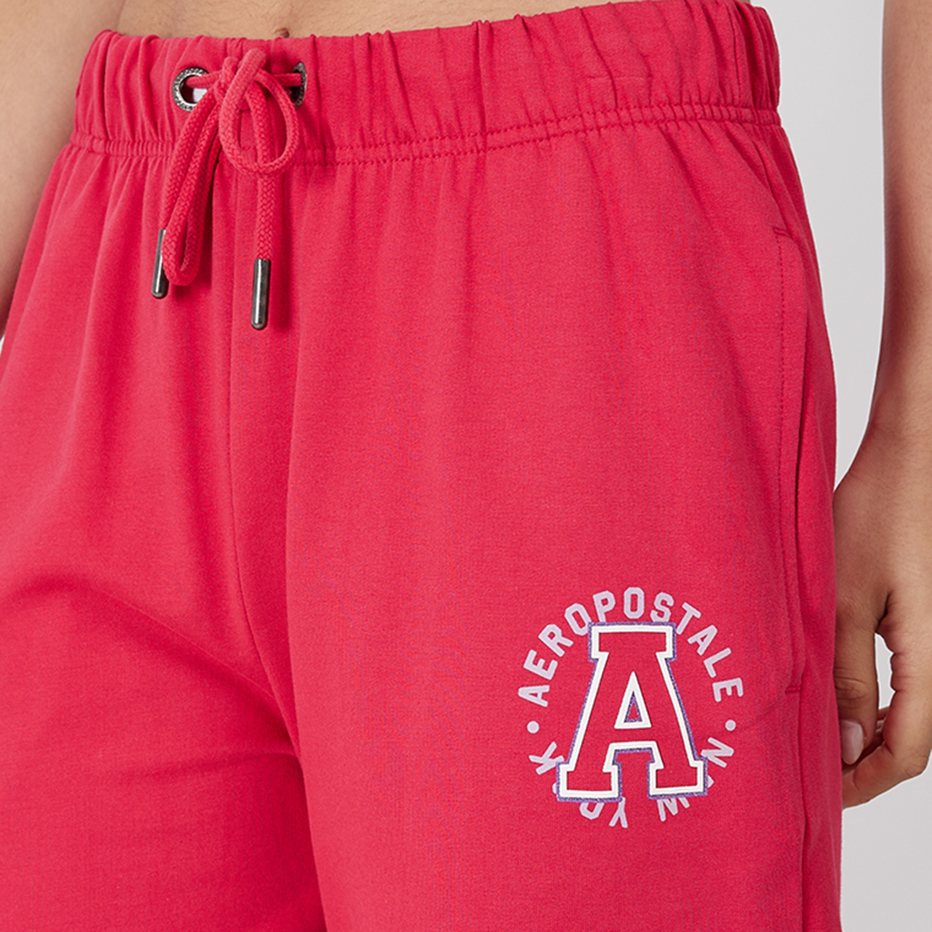 بنطال رياضي نسائي بخصر مرتفع وربطة عنق وطبعة شعار من أيروبوستال-women-clothing-bottoms-joggers-image-3