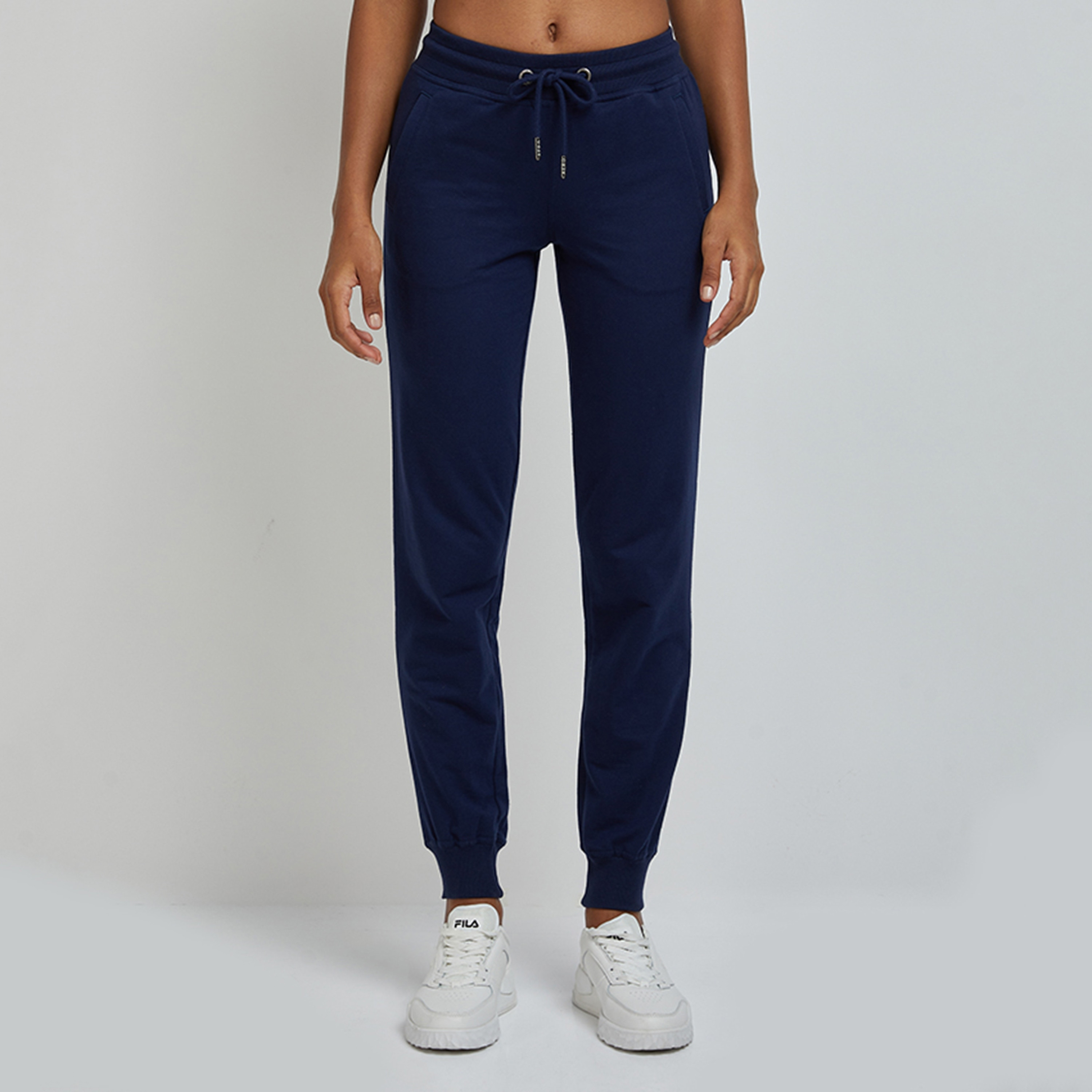 بنطلون رياضي نسائي سادة بخصر متوسط ورباط للإغلاق من أيروبوستال-women-clothing-bottoms-joggers-image-5