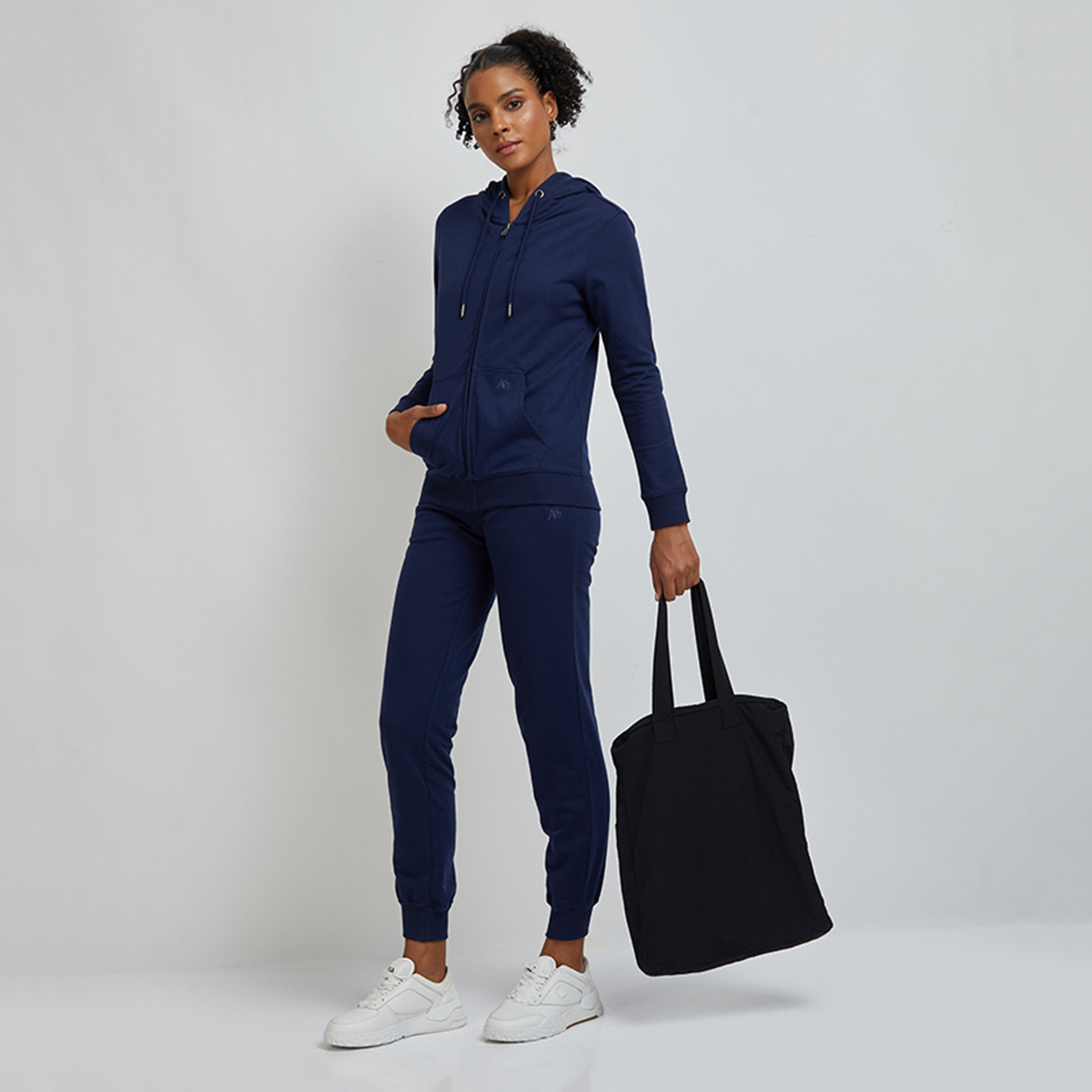 بنطلون رياضي نسائي سادة بخصر متوسط ورباط للإغلاق من أيروبوستال-women-clothing-bottoms-joggers-image-6