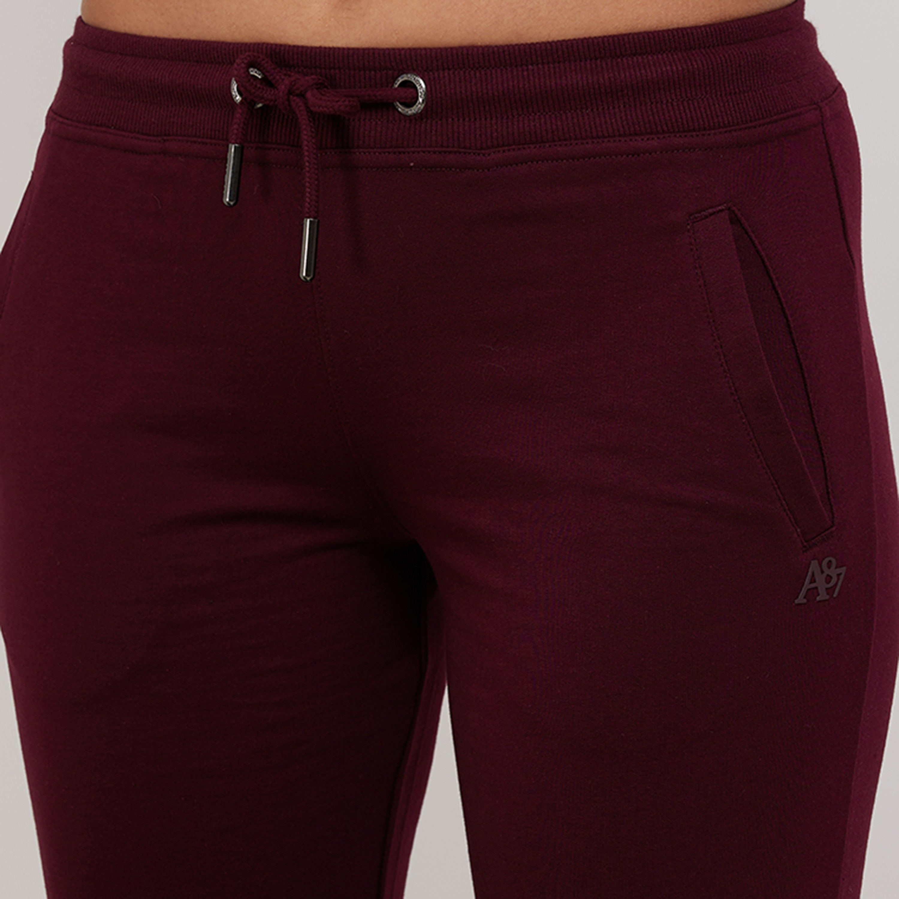 بنطلون رياضي نسائي سادة بخصر متوسط ورباط للإغلاق من أيروبوستال-women-clothing-bottoms-joggers-image-3