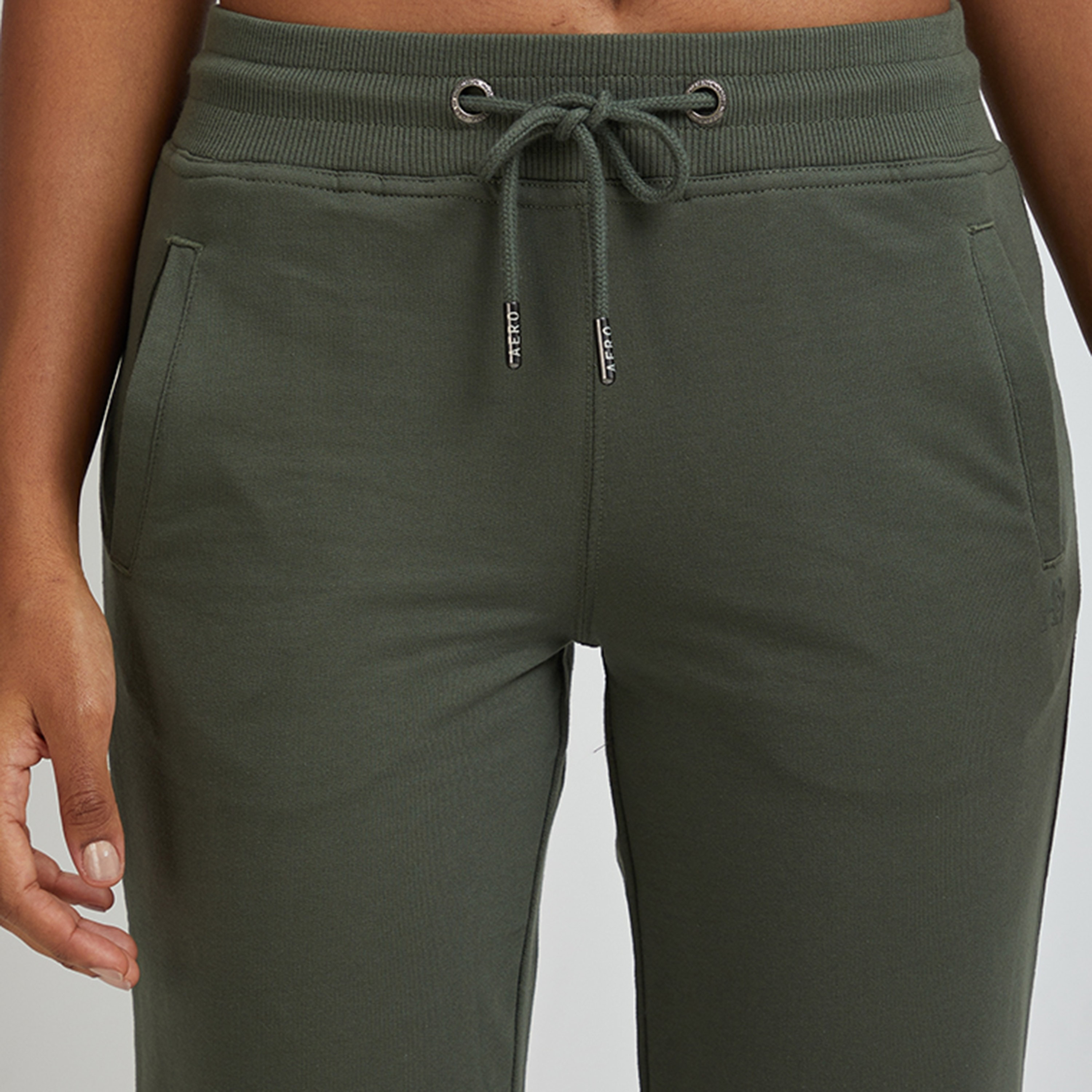 بنطلون ركض نسائي سادة بخصر متوسط ورباط من أيروبوستال-women-clothing-bottoms-joggers-image-3