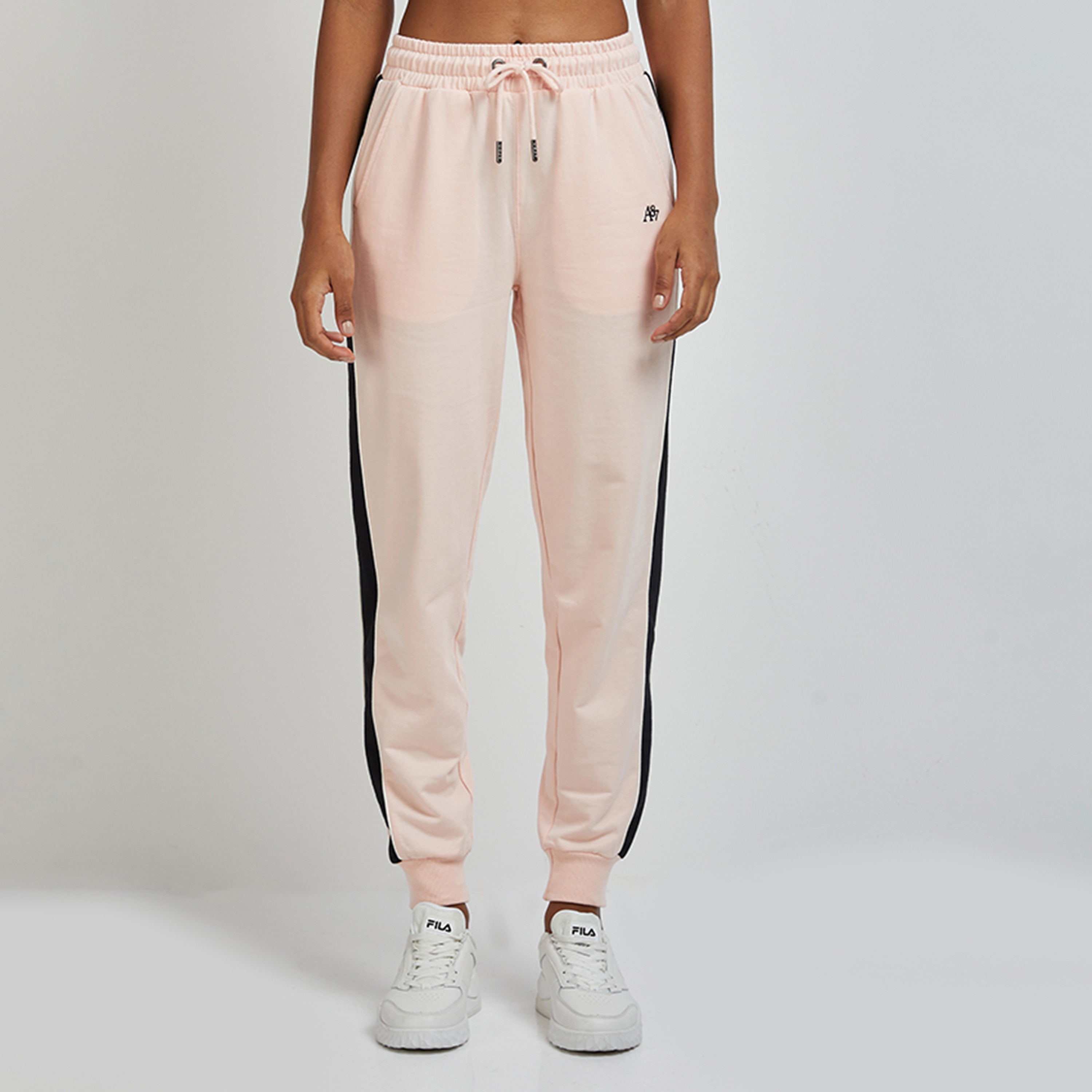 Aeropostale Plain with Side Stripes High-Rise Drawstring Women's Track Pants-women-clothing-bottoms-joggers-image-1