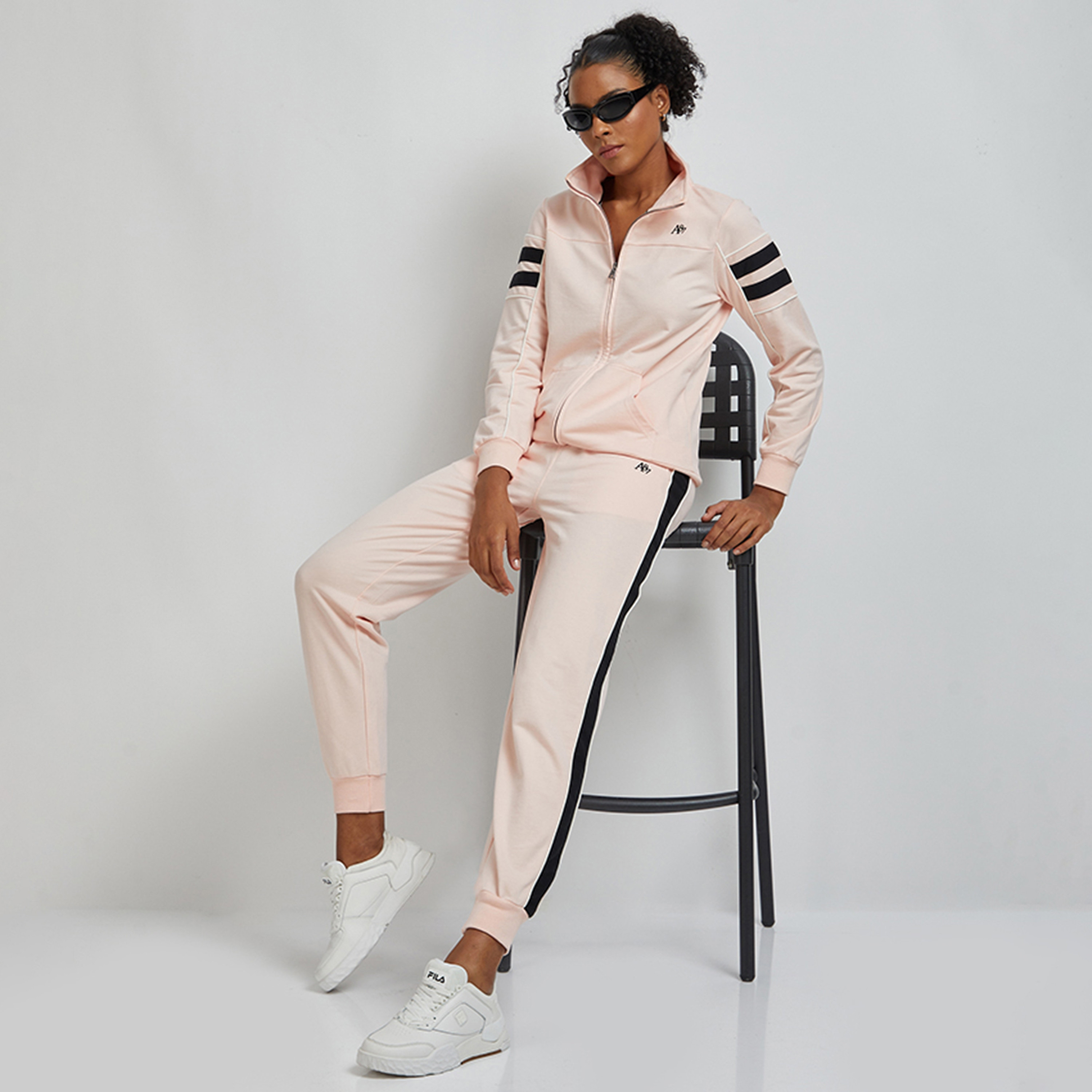 Aeropostale Plain with Side Stripes High-Rise Drawstring Women's Track Pants-women-clothing-bottoms-joggers-image-2