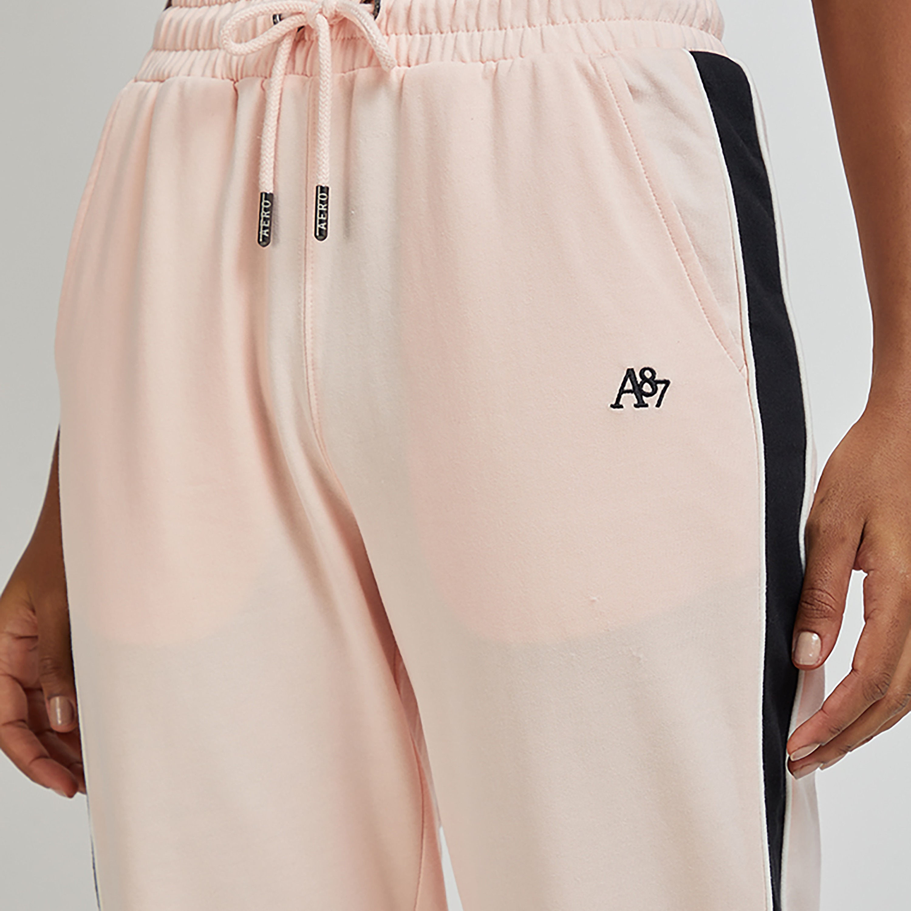 Aeropostale Plain with Side Stripes High-Rise Drawstring Women's Track Pants-women-clothing-bottoms-joggers-image-3