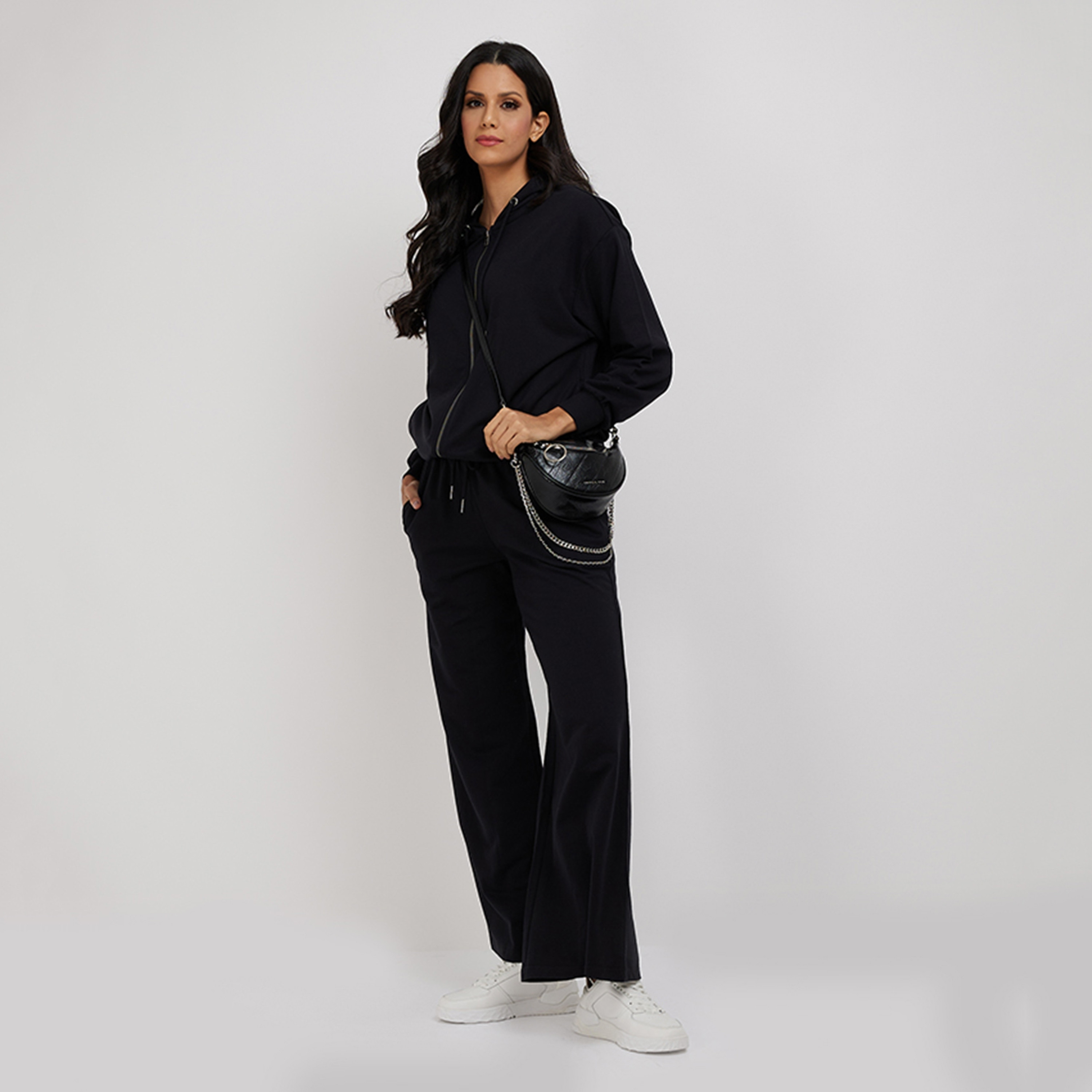 بنطال رياضي نسائي سادة بخصر مرتفع ورباط للإغلاق من أيروبوستال-women-clothing-bottoms-joggers-image-6