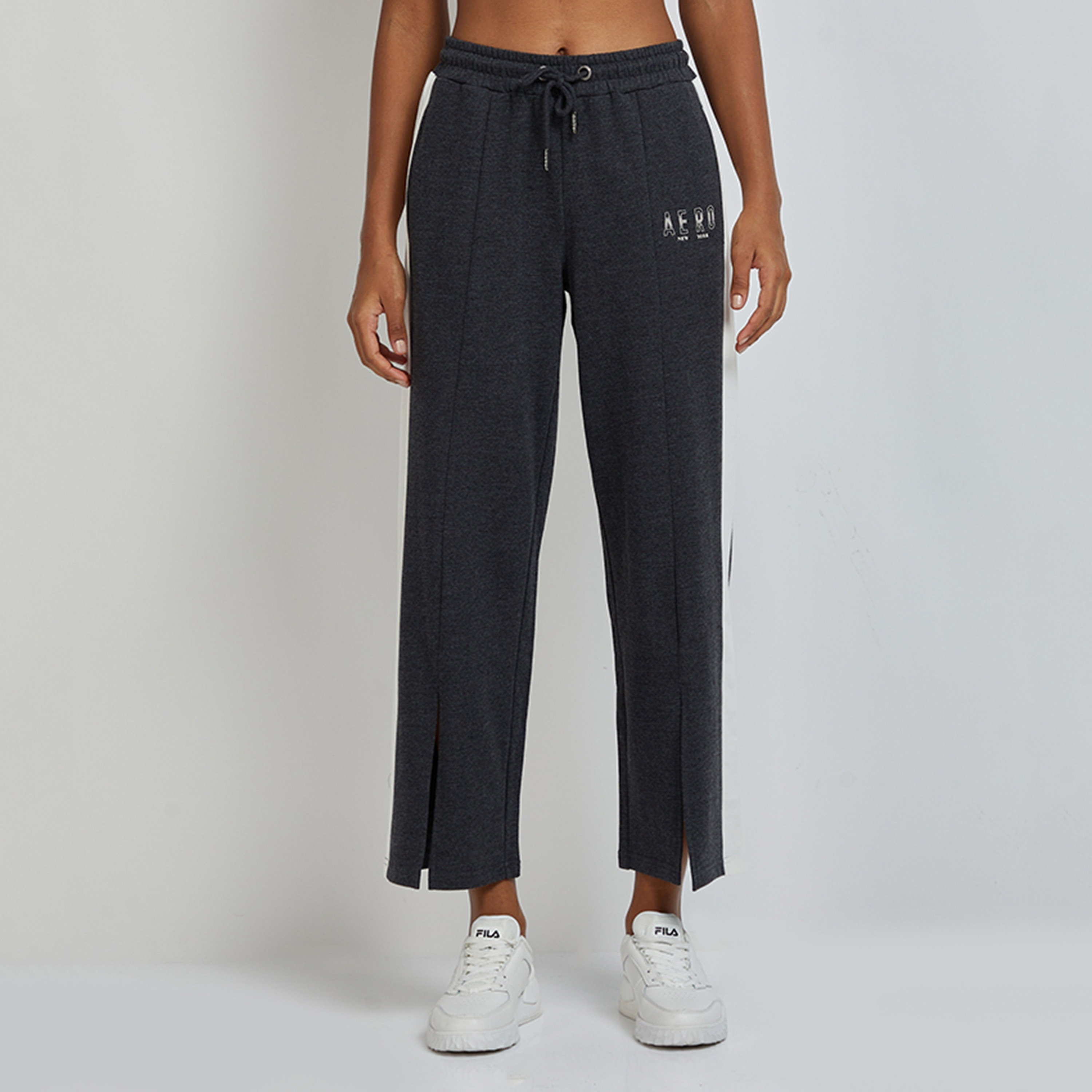 بنطال رياضي نسائي بخصر مرتفع وربطة عنق بألوان متعددة من أيروبوستال-women-clothing-bottoms-joggers-image-1