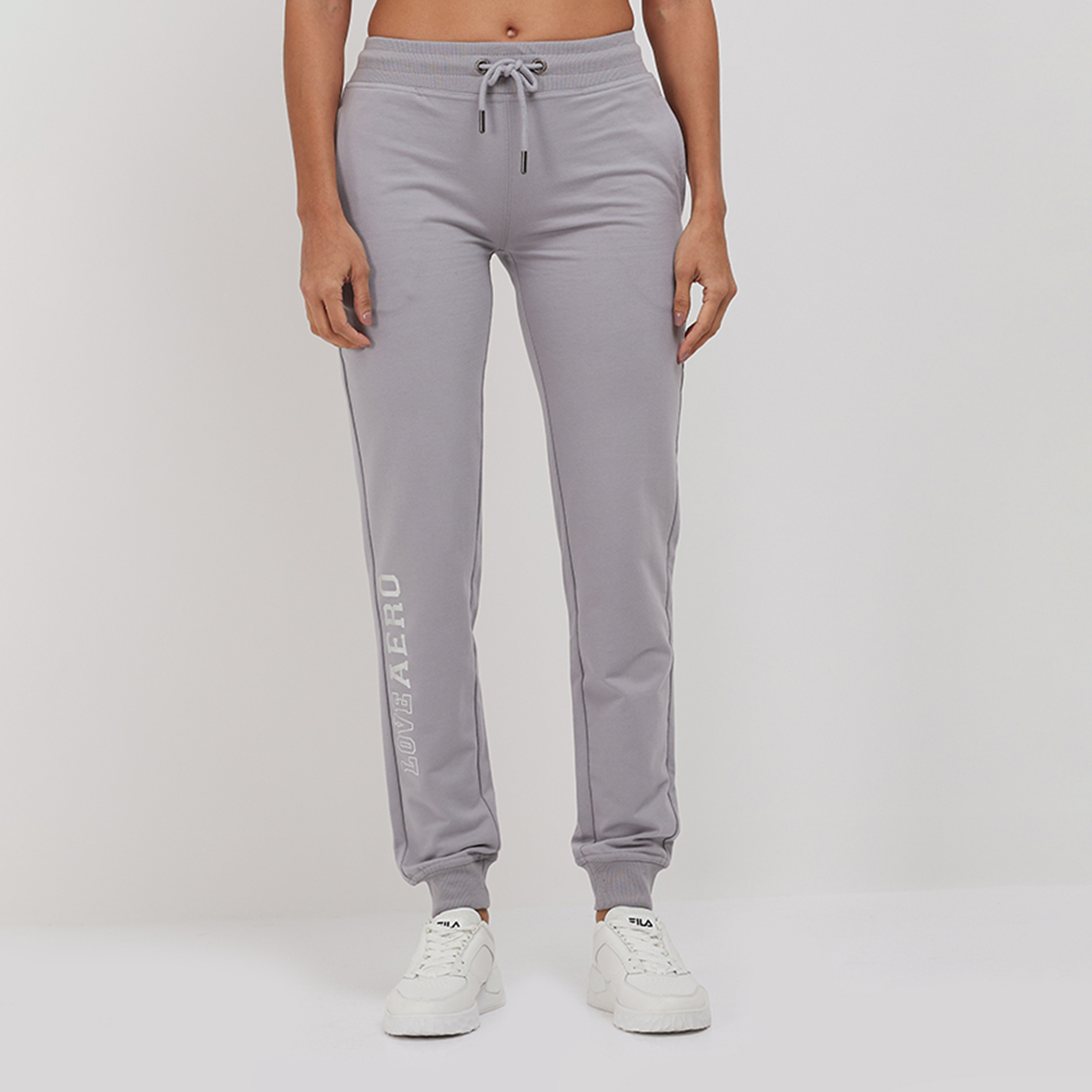 بنطلون ركض نسائي بخصر متوسط ورباط بطبعة نصية من أيروبوستال-women-clothing-bottoms-joggers-image-5
