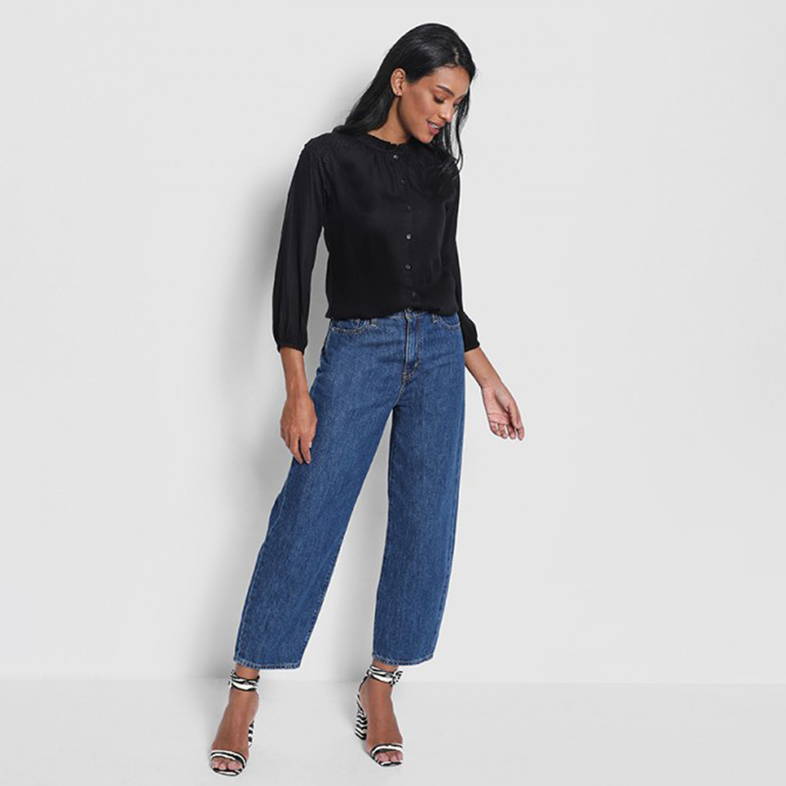 Aeropostale Black  Ruffed Neck Women's Top-women-clothing-shirtsandblouses-blouses-image-2