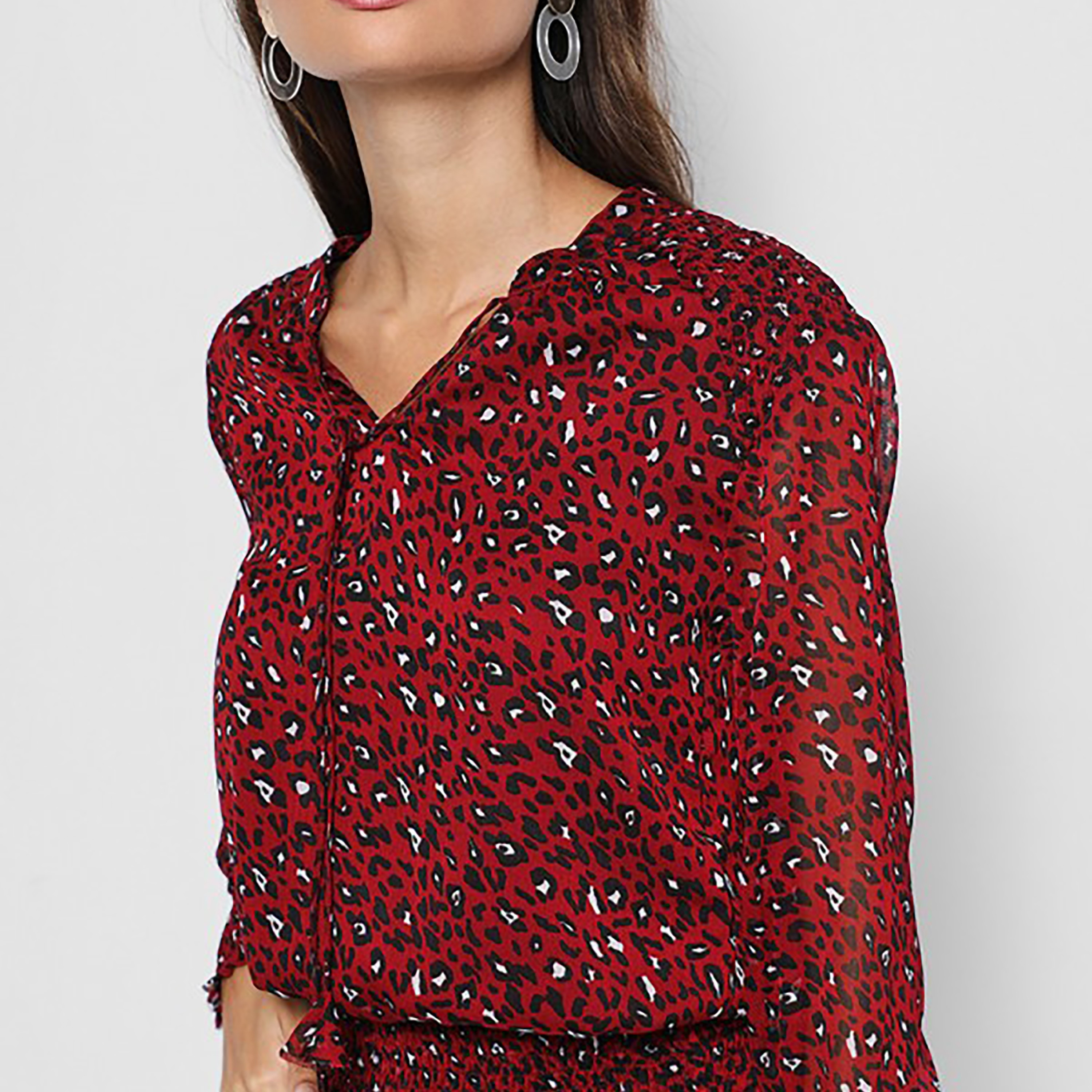 توب نسائي أحمر بطبعة حيوانات شبه شفاف من آيروبوستيل-women-clothing-shirtsandblouses-blouses-image-3