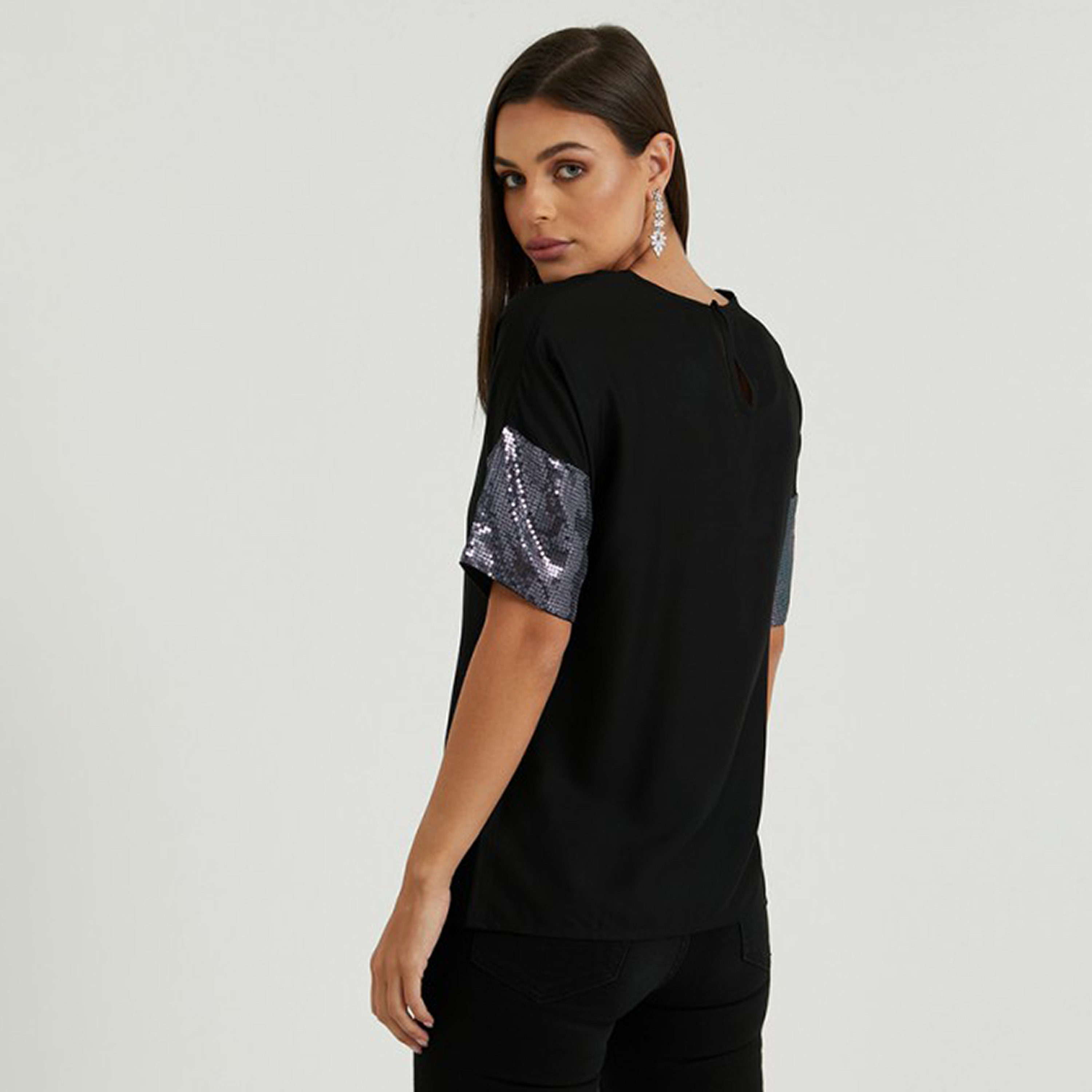 Aeropostale Black Sequins Sleeves Women's Top-women-clothing-shirtsandblouses-blouses-image-4