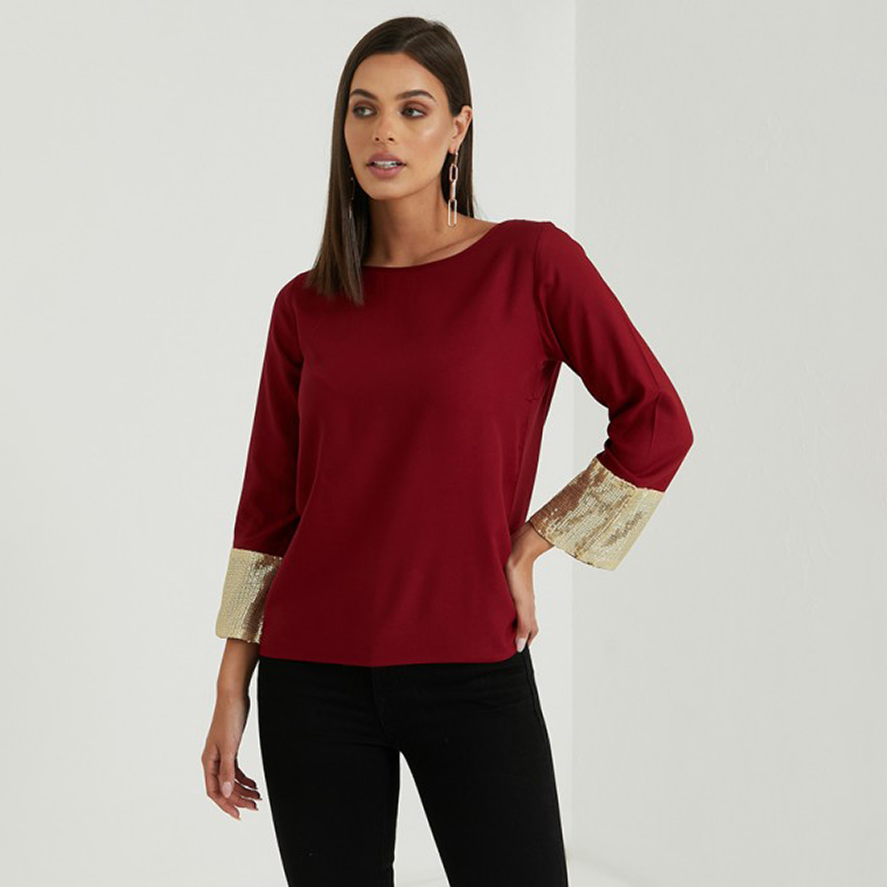 Aeropostale Sequins Cuffs Women's Top-women-clothing-shirtsandblouses-blouses-image-1