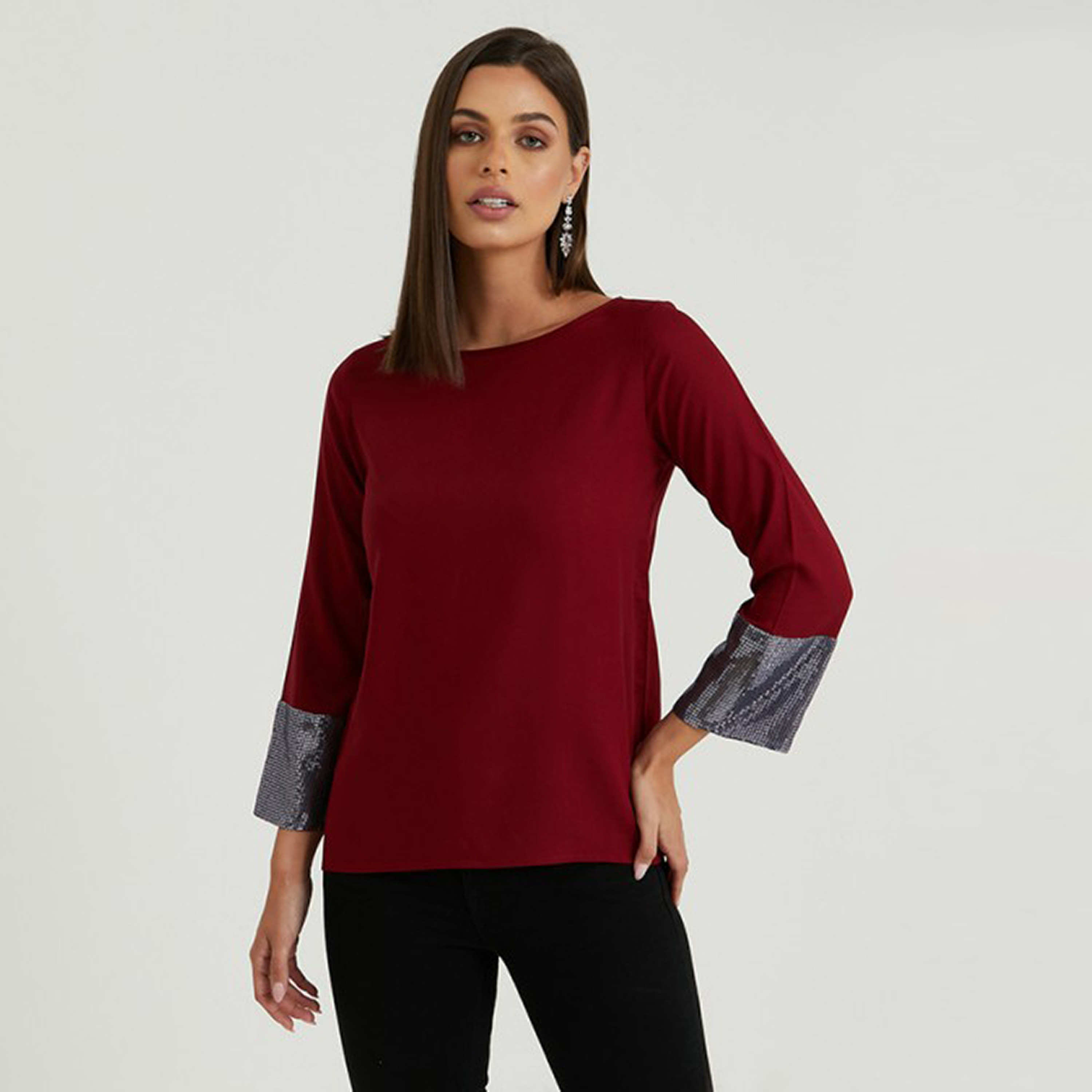 توب نسائي بأساور مرصعة بالترتر من آيروبوستيل-women-clothing-shirtsandblouses-blouses-image-5