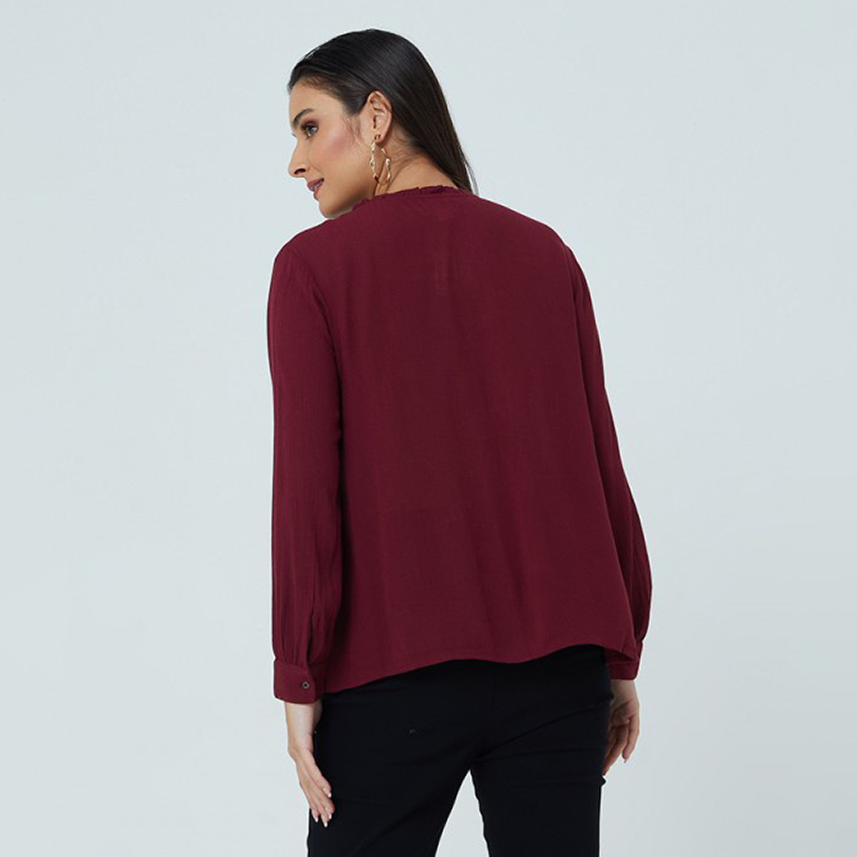 Aeropostale Pin Tuck Detail Ruffle Neck Women's Top-women-clothing-shirtsandblouses-blouses-image-4