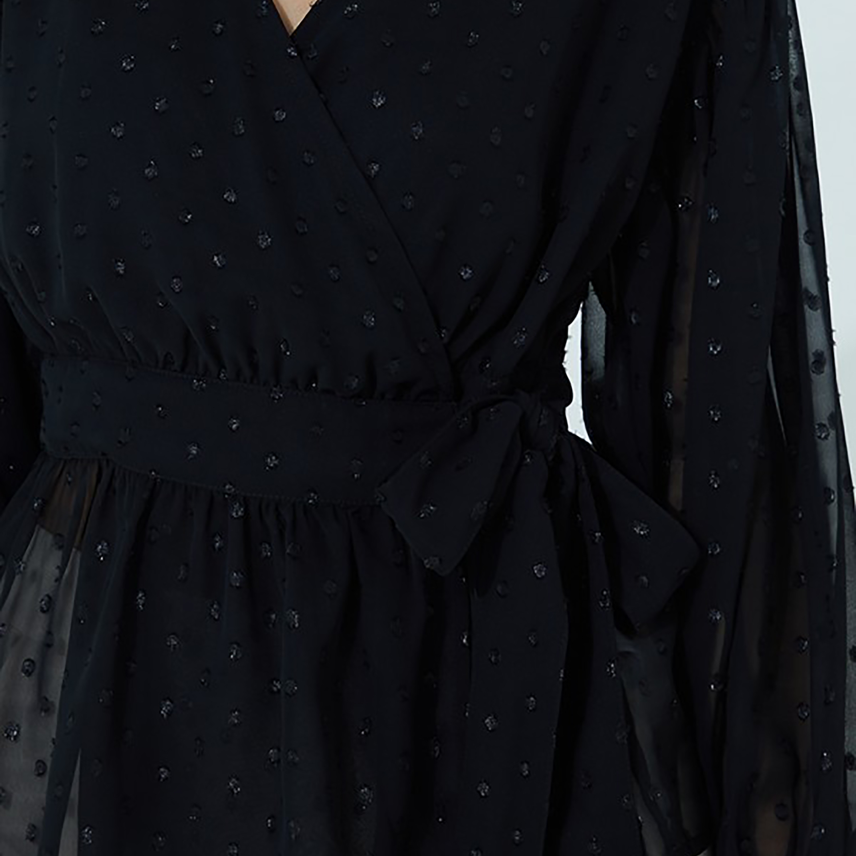 بلوزة نسائية ملفوفة بأكمام منفوخة دوبي ماجينتا من أيروبوستال-women-clothing-shirtsandblouses-blouses-image-2