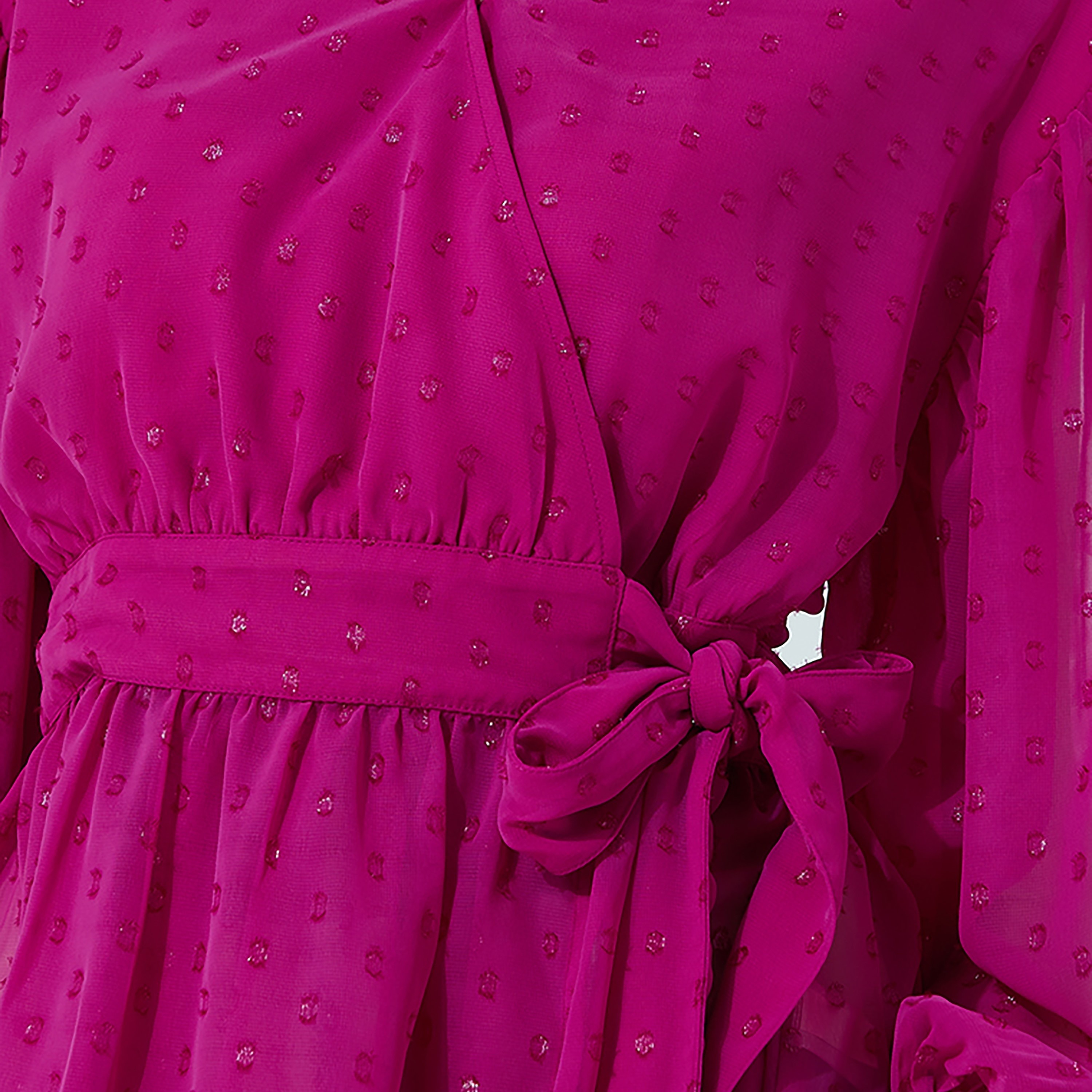 بلوزة نسائية ملفوفة بأكمام منفوخة دوبي ماجينتا من أيروبوستال-women-clothing-shirtsandblouses-blouses-image-6