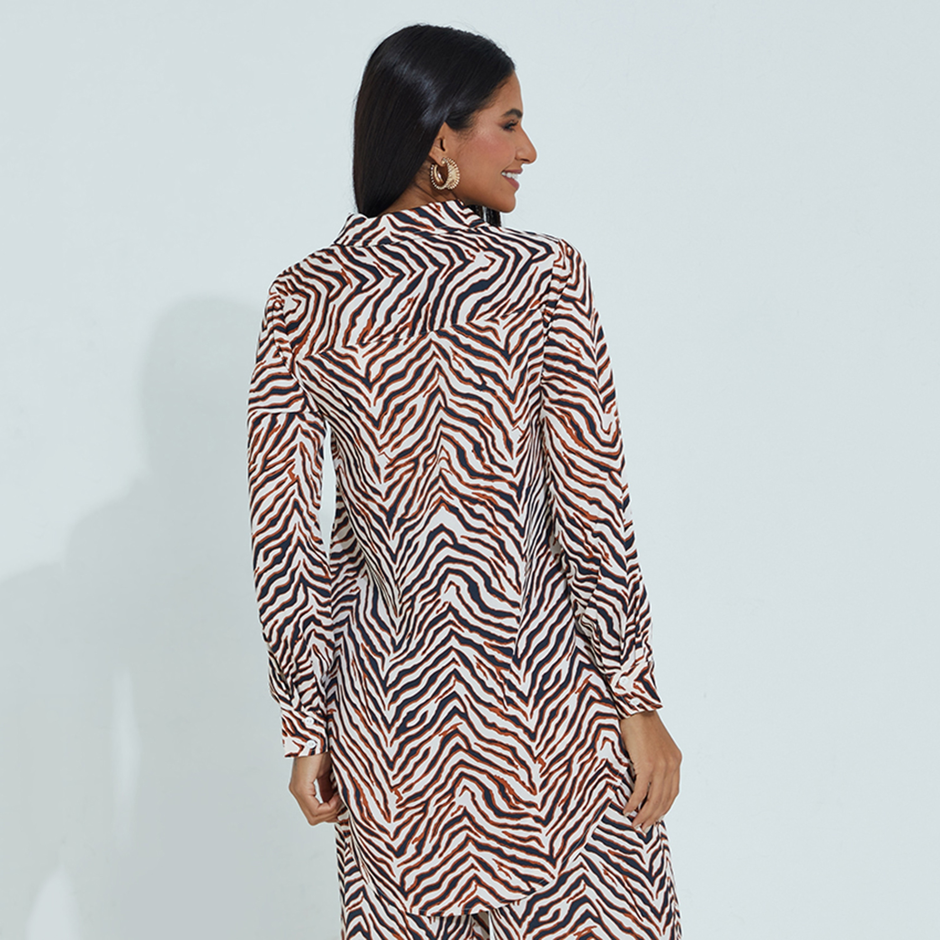Aeropostale Zebra Print Notch Collar Long Sleeves Women's Shirt-women-clothing-shirtsandblouses-shirts-image-4