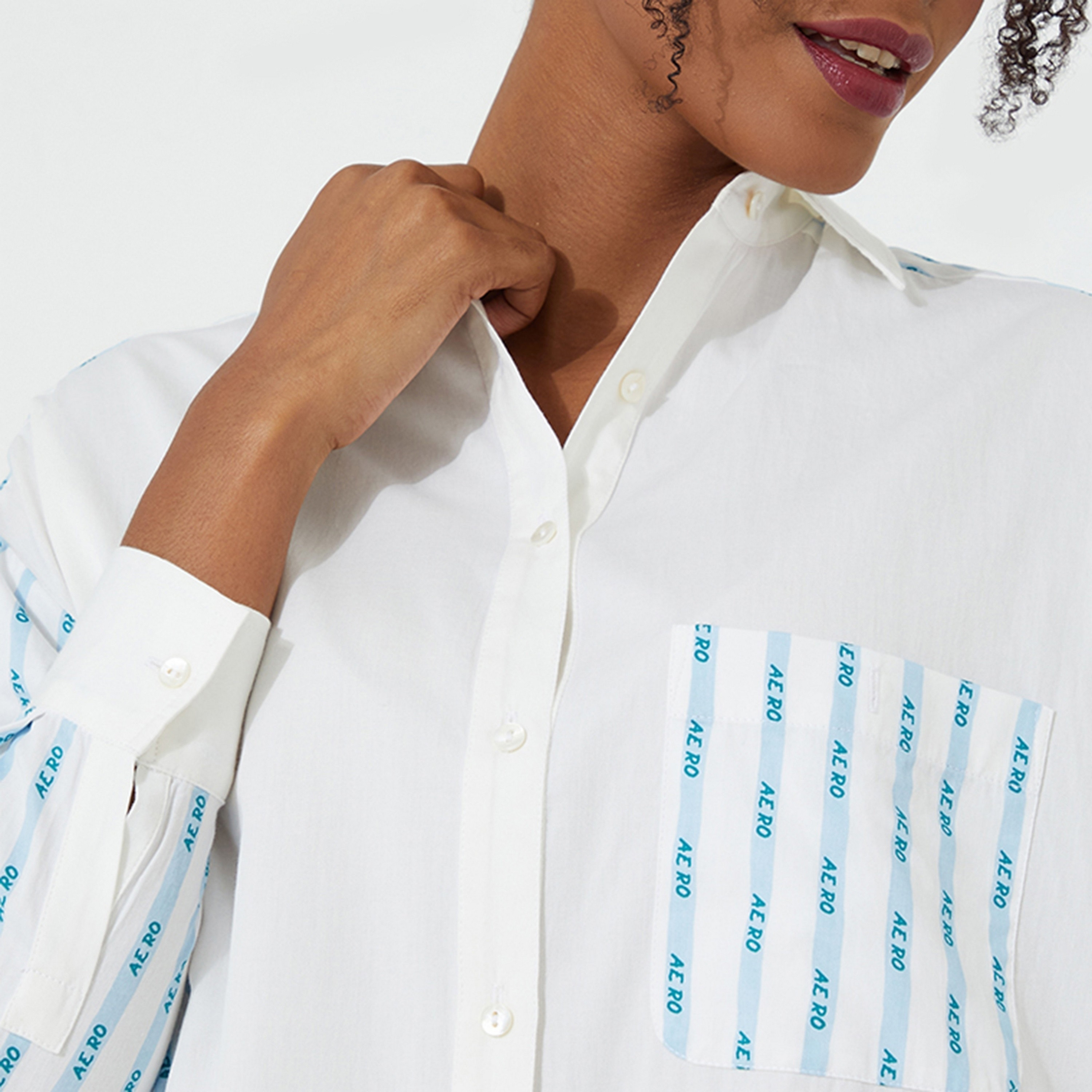 قميص نسائي بطبعة شعار وأكمام متباينة اللون من أيروبوستال-women-clothing-shirtsandblouses-shirts-image-3