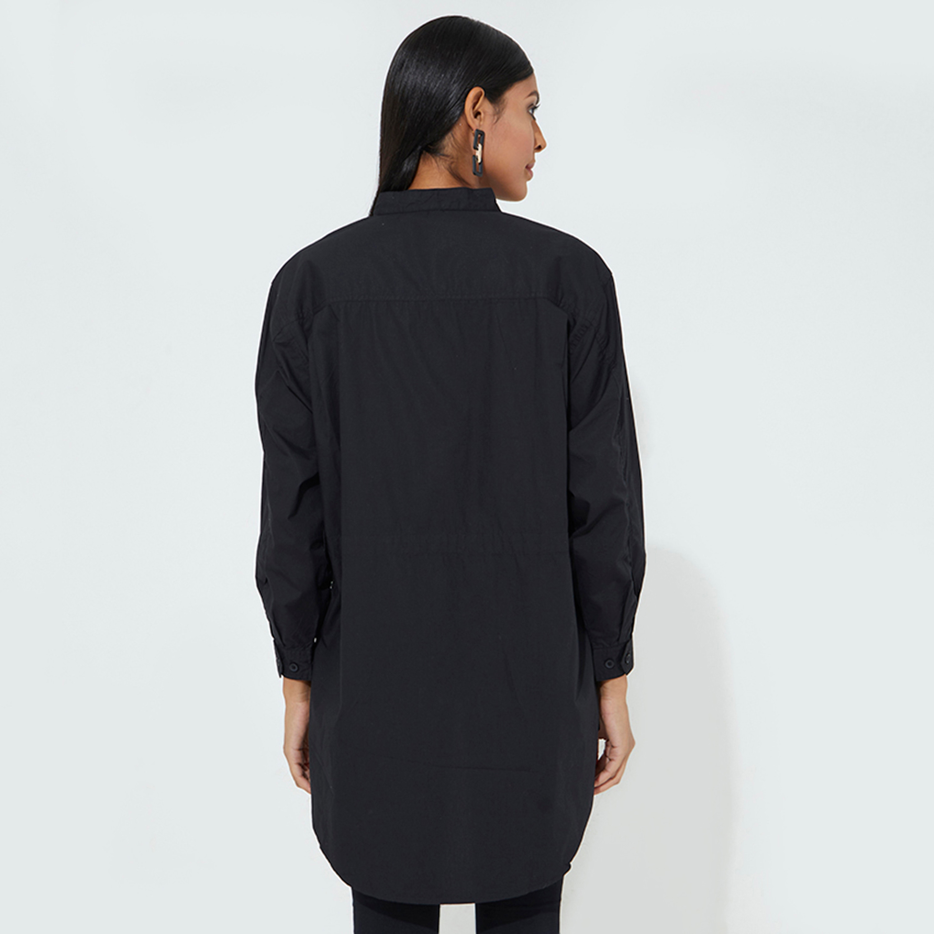 Aeropostale Plain Band Collar Long Sleeves Women's Shirt-women-clothing-shirtsandblouses-shirts-image-4