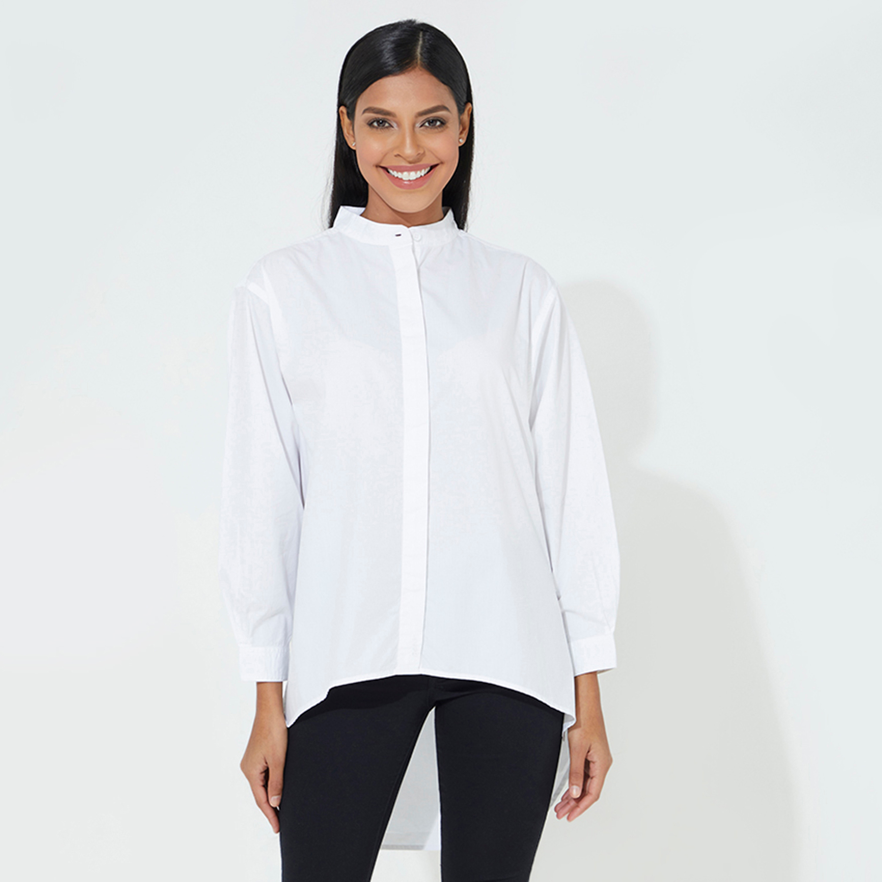 Aeropostale Plain Band Collar Long Sleeves Women's Shirt-women-clothing-shirtsandblouses-shirts-image-5