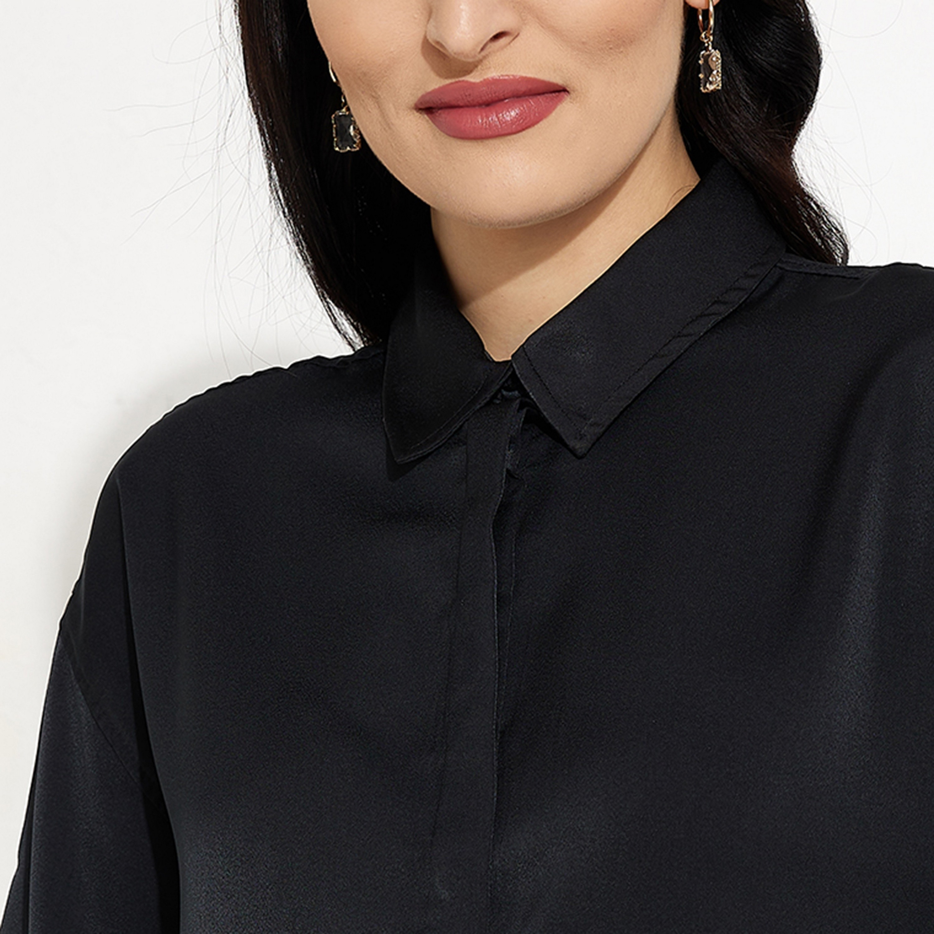 Aeropostale Plain Collared Short Sleeves Women's Shirt-women-clothing-shirtsandblouses-shirts-image-3