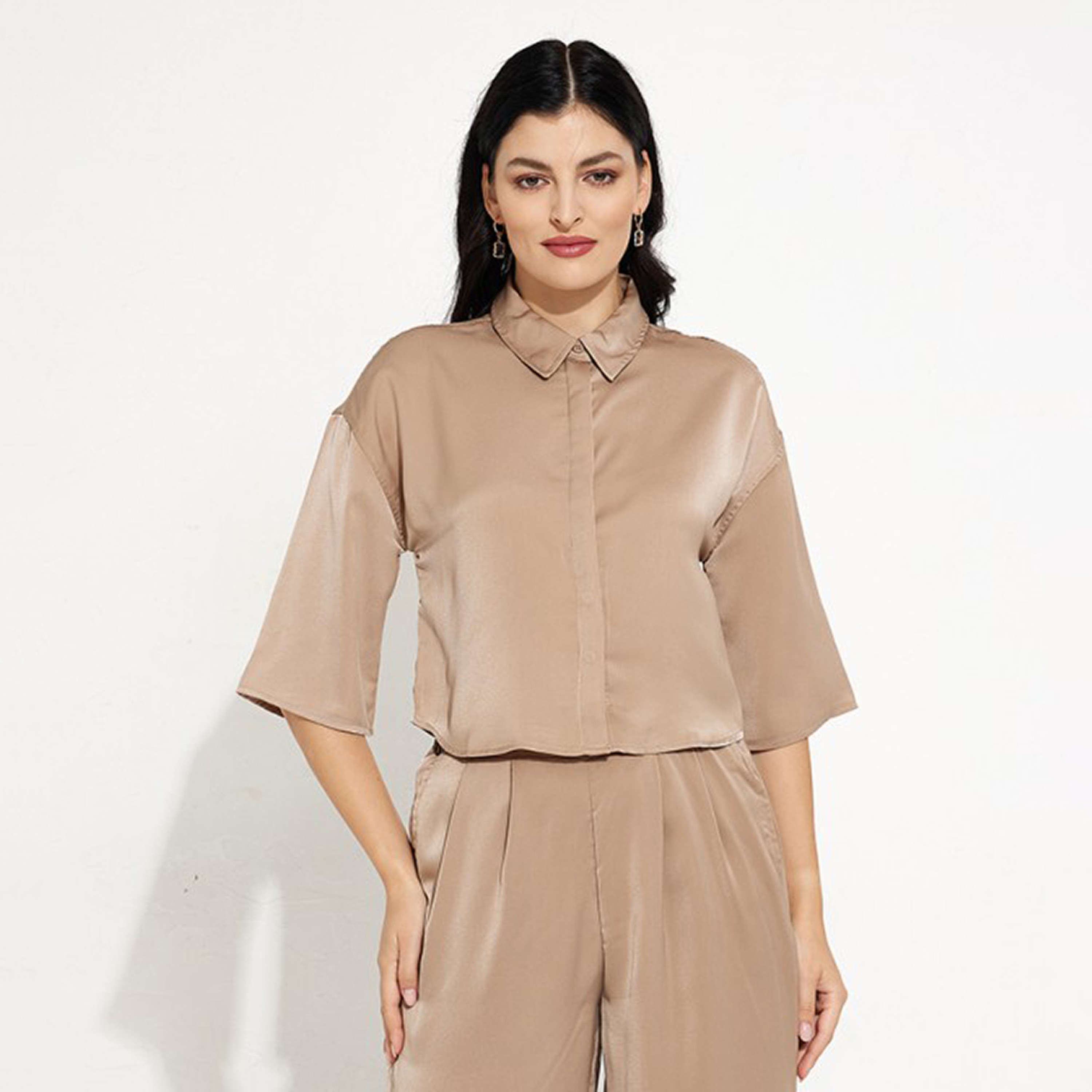 Aeropostale Plain Collared Short Sleeves Women's Shirt-women-clothing-shirtsandblouses-shirts-image-5