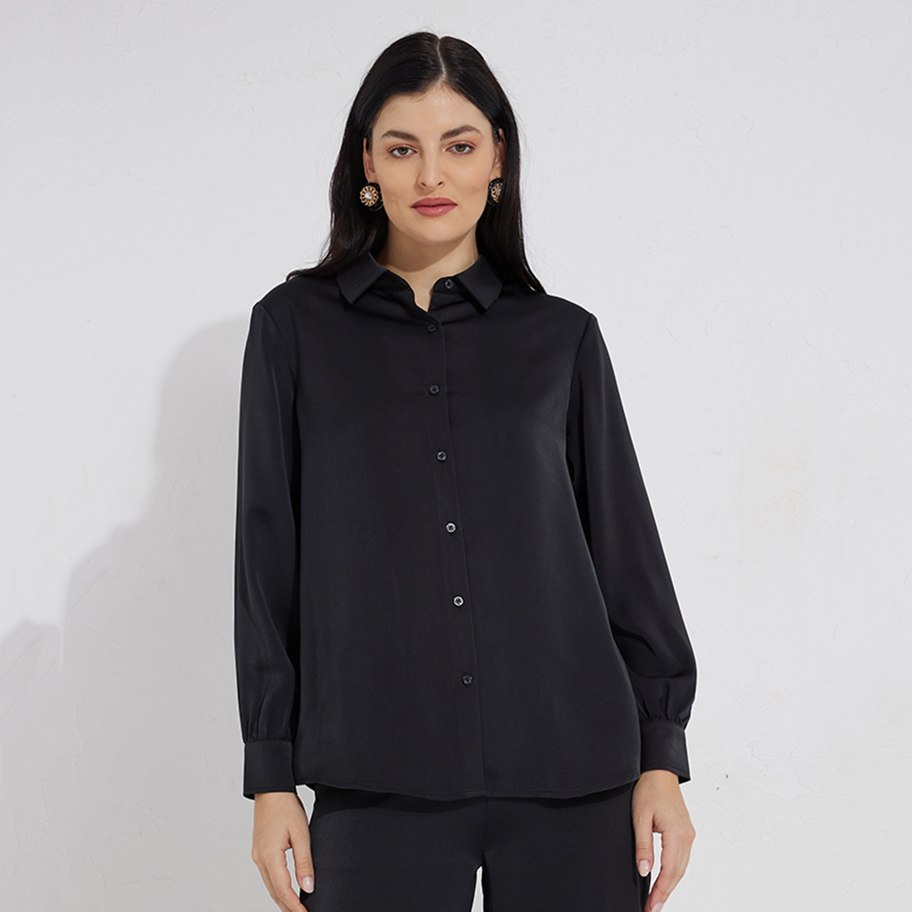 قميص نسائي بأكمام طويلة وياقة سادة من أيروبوستال-women-clothing-shirtsandblouses-shirts-image-1