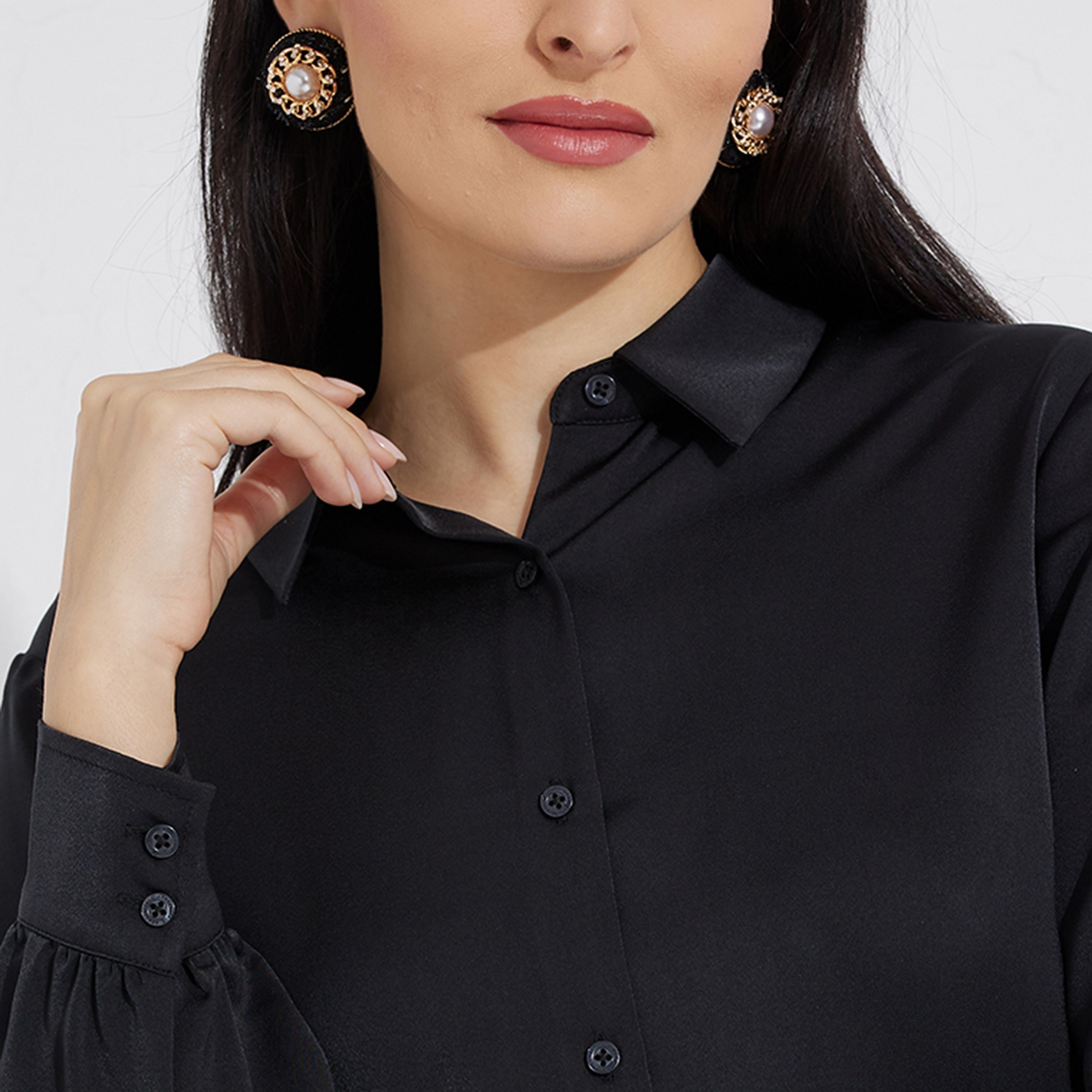 قميص نسائي بأكمام طويلة وياقة سادة من أيروبوستال-women-clothing-shirtsandblouses-shirts-image-3