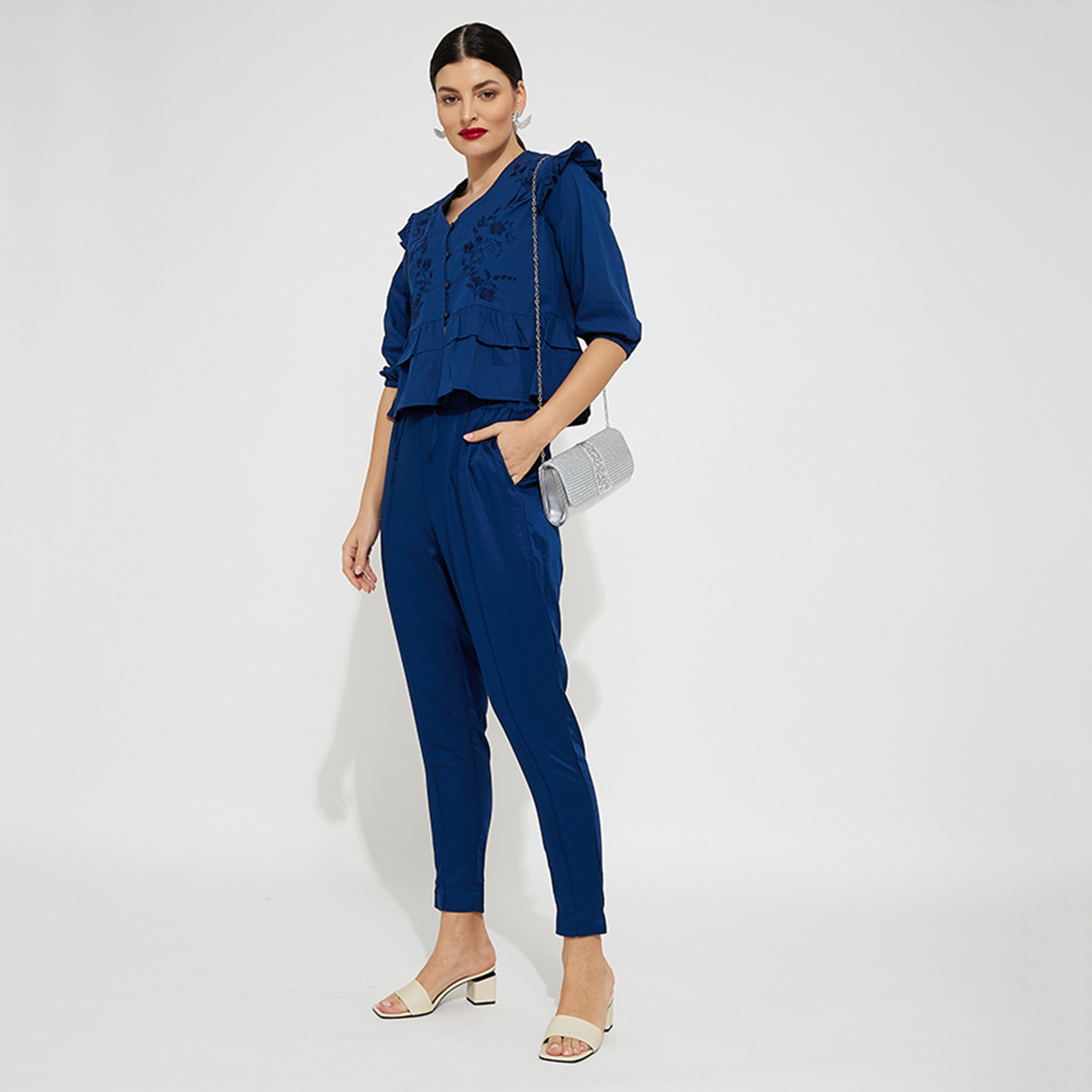 Aeropostale Navy Blue Embroidered Women's Peplum Top-women-clothing-shirtsandblouses-blouses-image-2