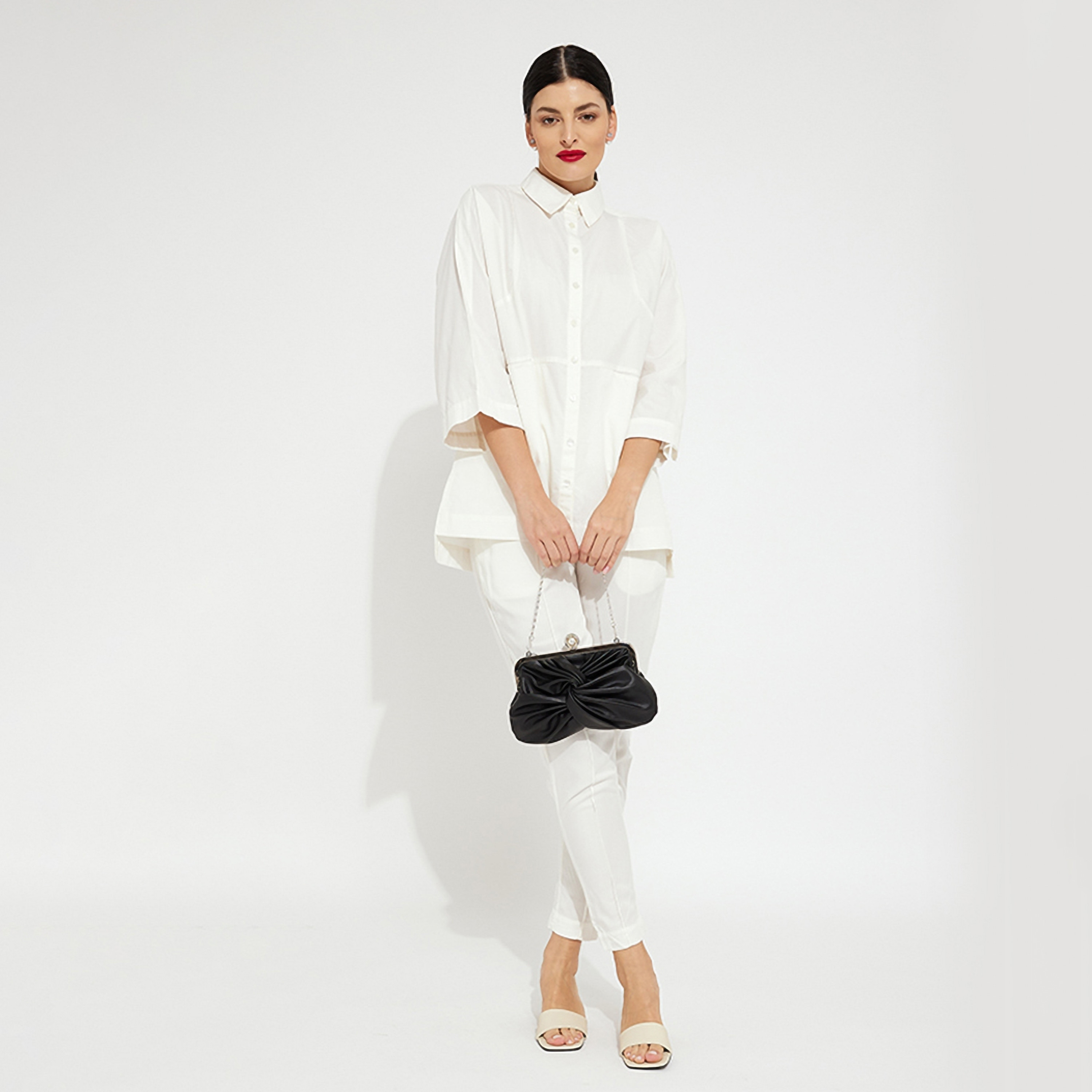 قميص نسائي بياقة سادة وأكمام بطول ثلاثة أرباع من أيروبوستال-women-clothing-shirtsandblouses-shirts-image-2