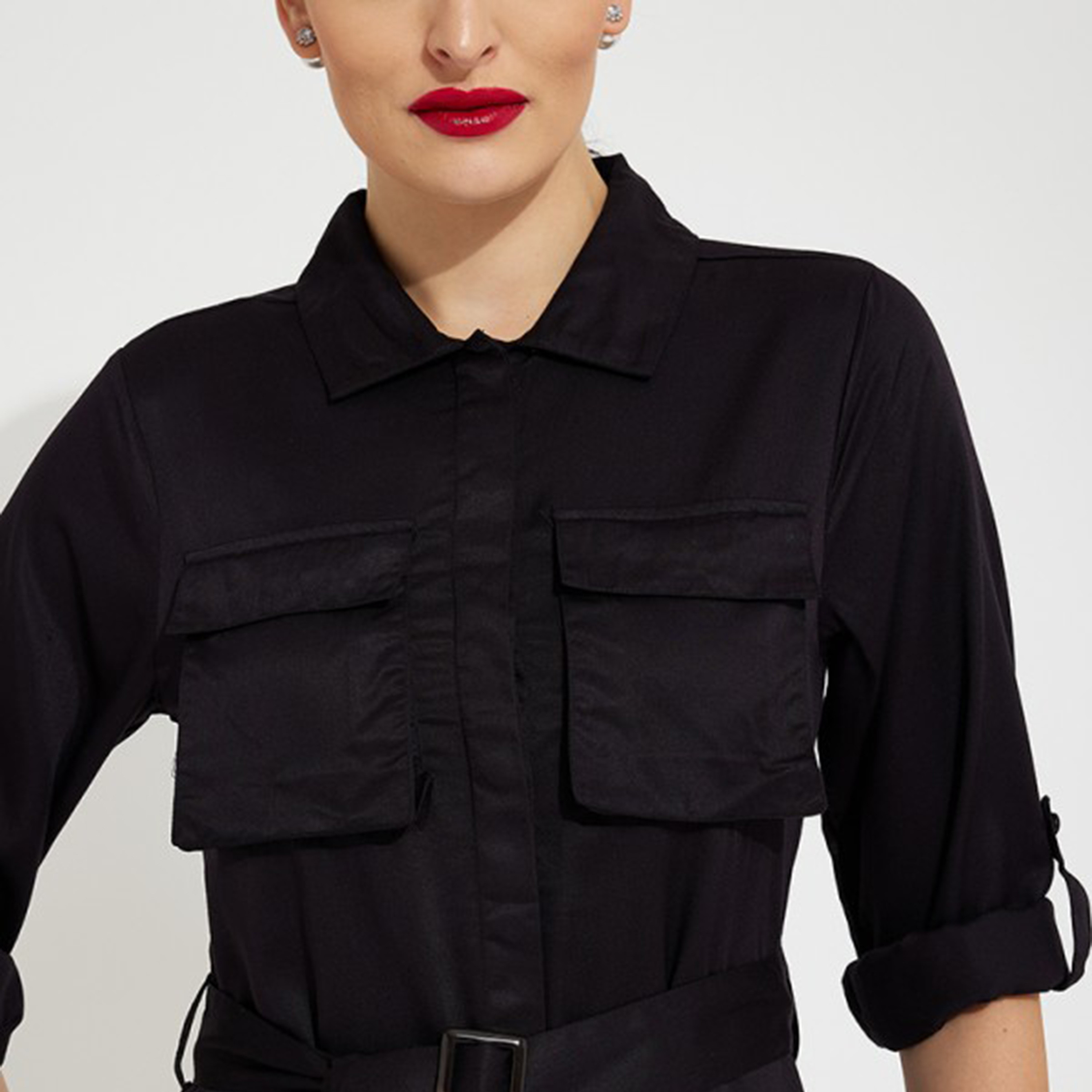 قميص بأكمام قابلة للطي بياقة سادة من ايروبوستال-women-clothing-shirtsandblouses-blouses-image-7