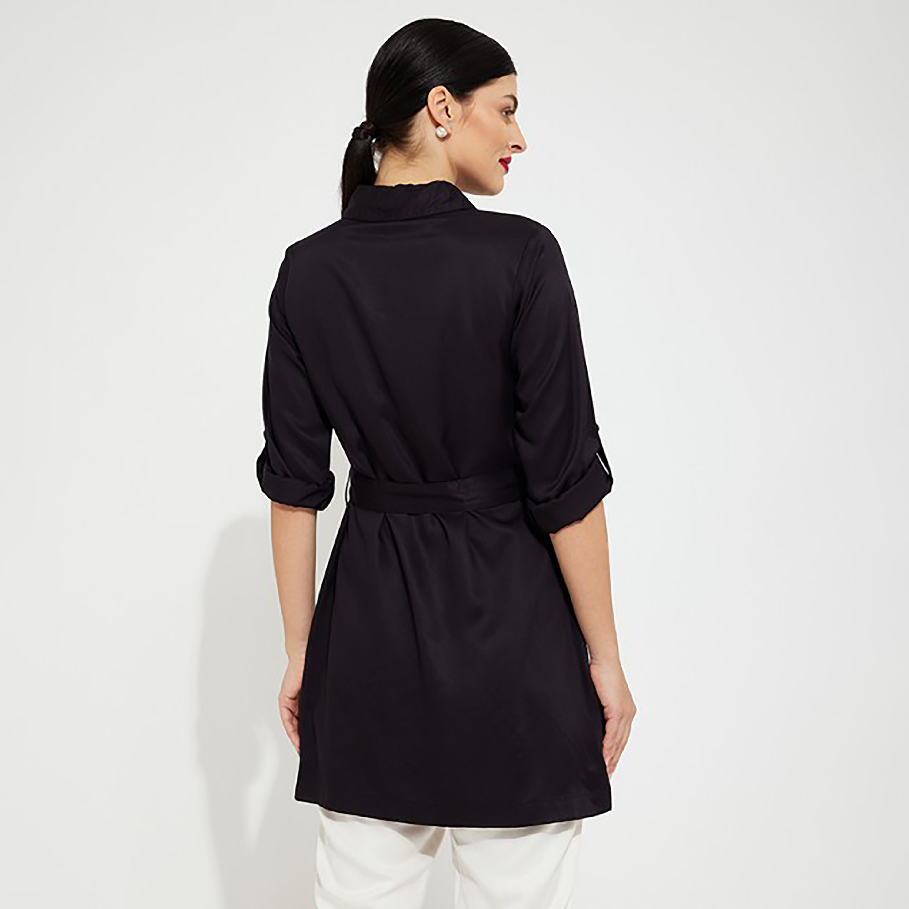 قميص بأكمام قابلة للطي بياقة سادة من ايروبوستال-women-clothing-shirtsandblouses-blouses-image-8
