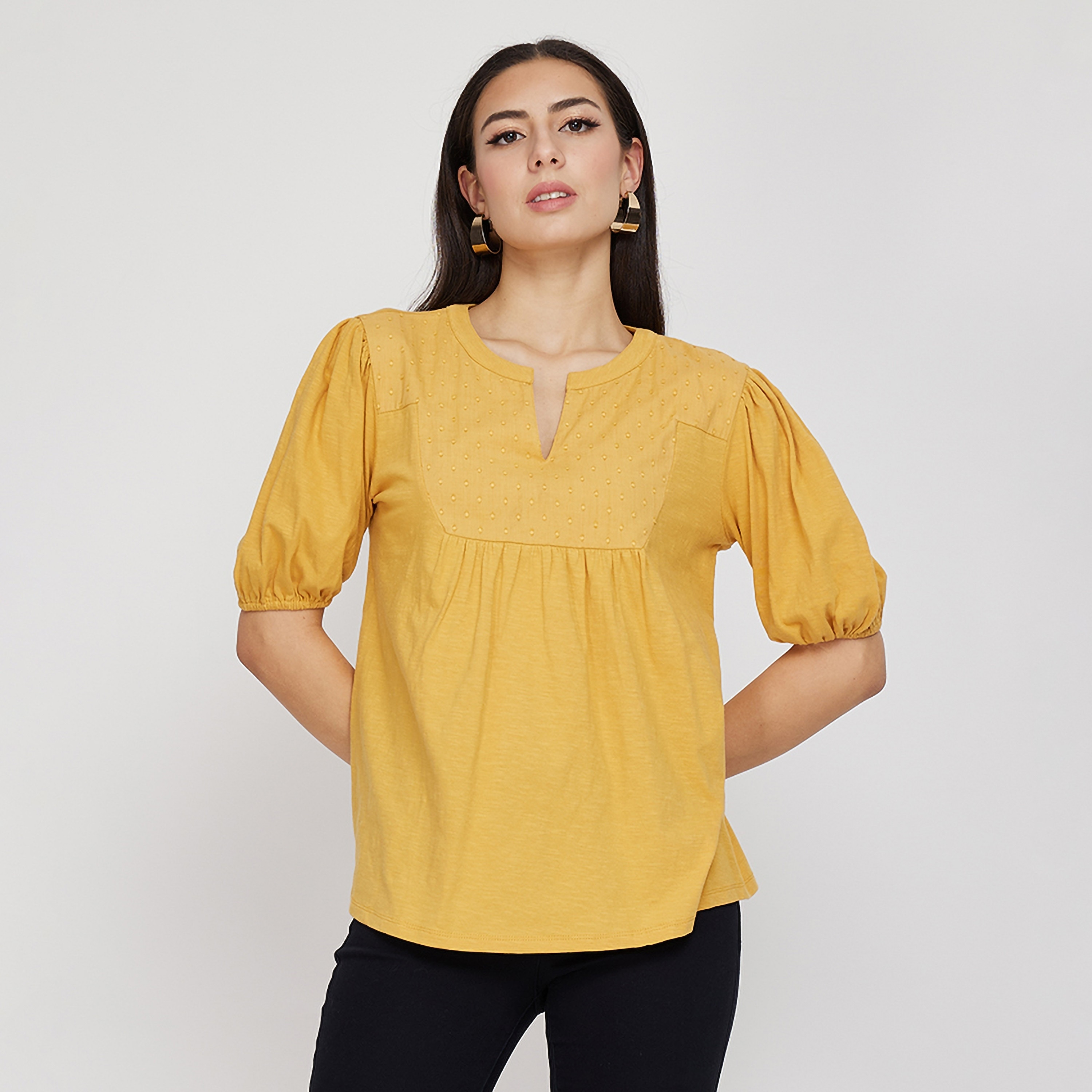 Aeropostale Dobby Puff Sleeves Women's Top-women-clothing-shirtsandblouses-blouses-image-1