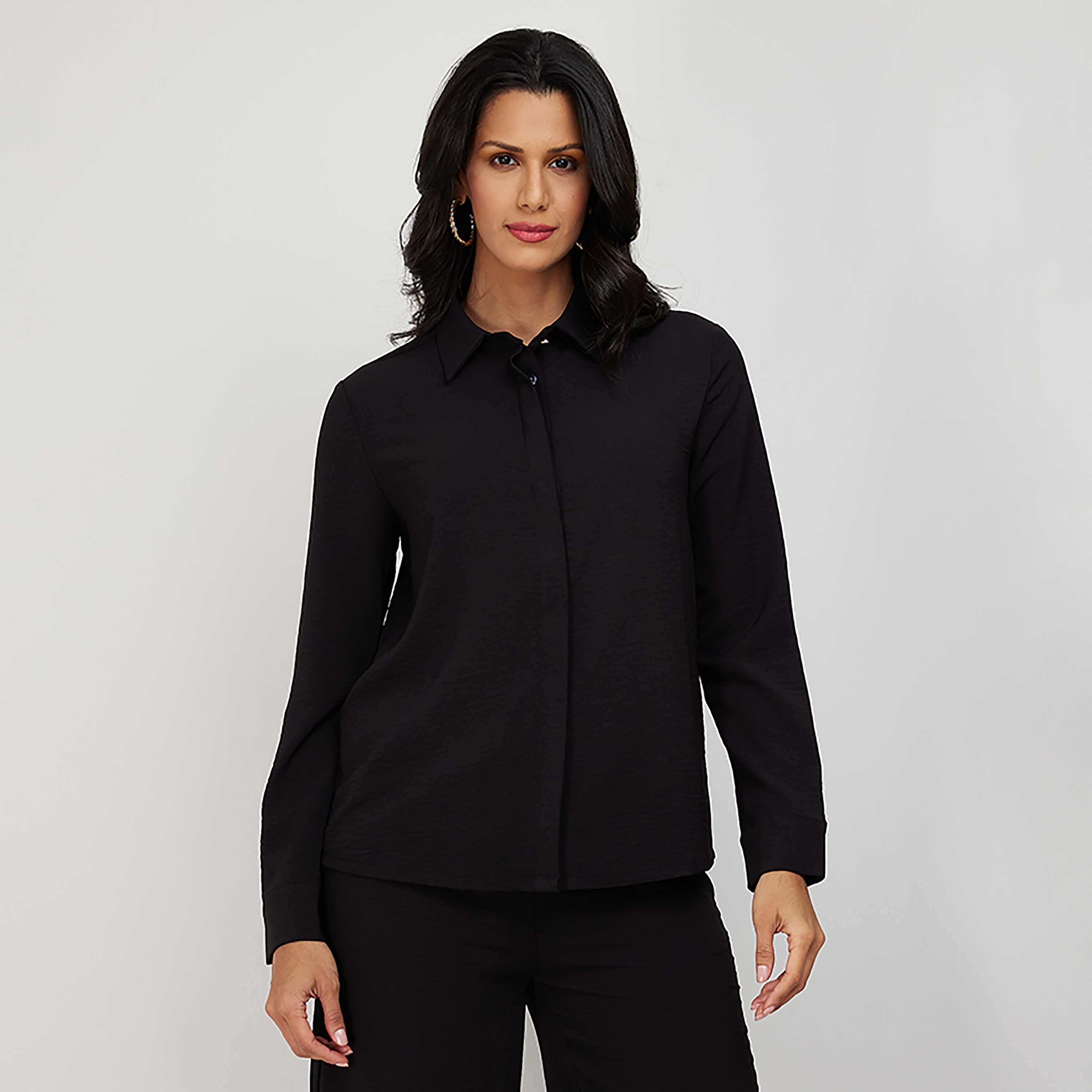 Aeropostale Plain Collared Long Sleeves Shirt-women-clothing-shirtsandblouses-blouses-image-1