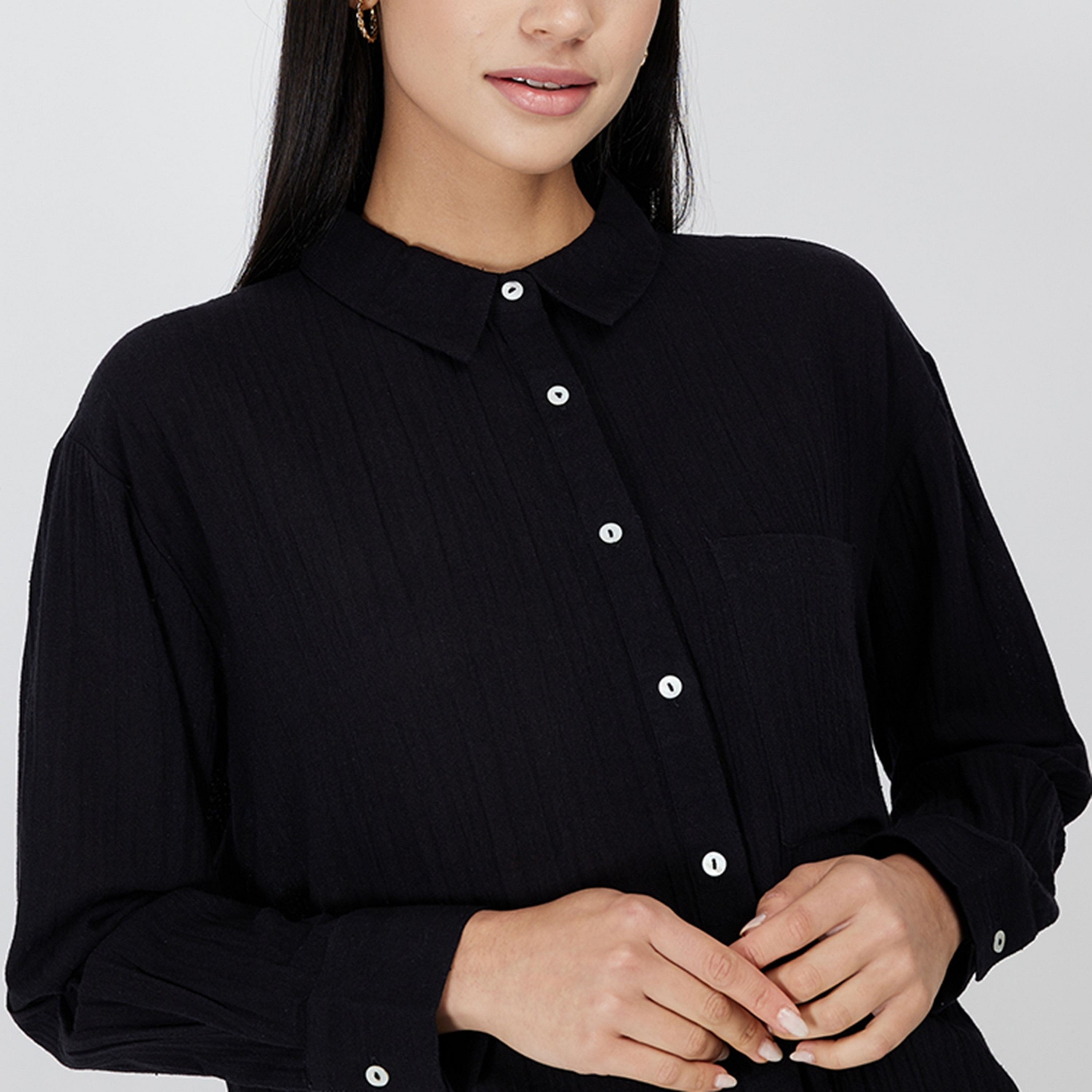 قميص نسائي بأكمام طويلة وياقة منقوشة من أيروبوستال-women-clothing-shirtsandblouses-shirts-image-3