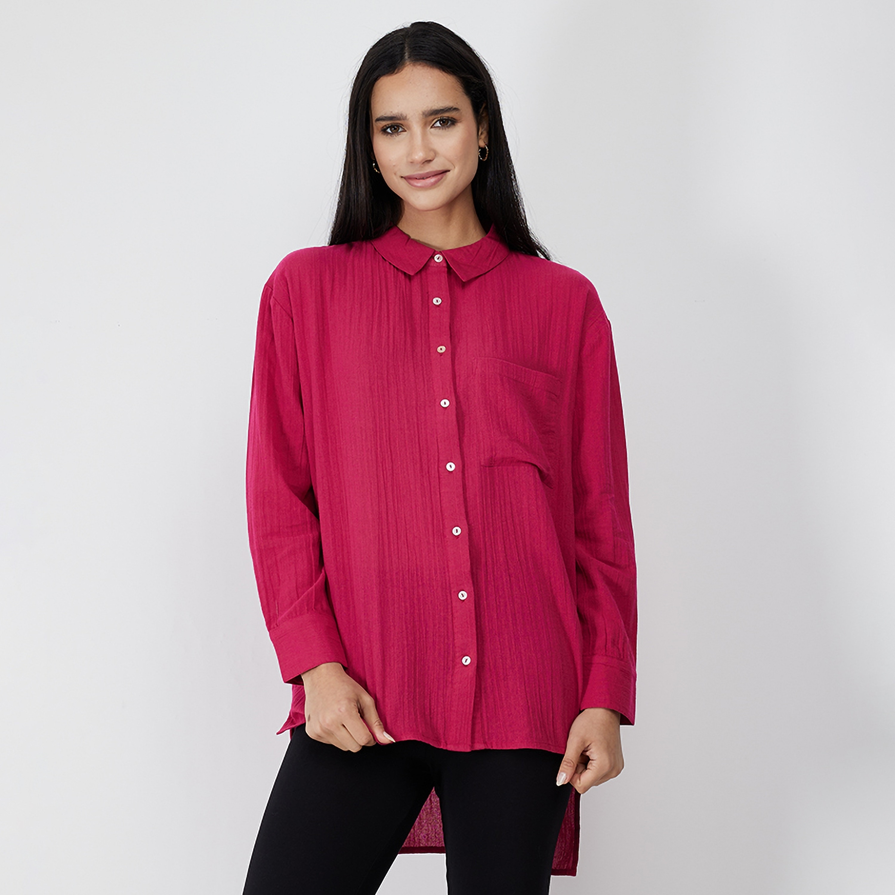 قميص نسائي بأكمام طويلة وياقة منقوشة من أيروبوستال-women-clothing-shirtsandblouses-shirts-image-5