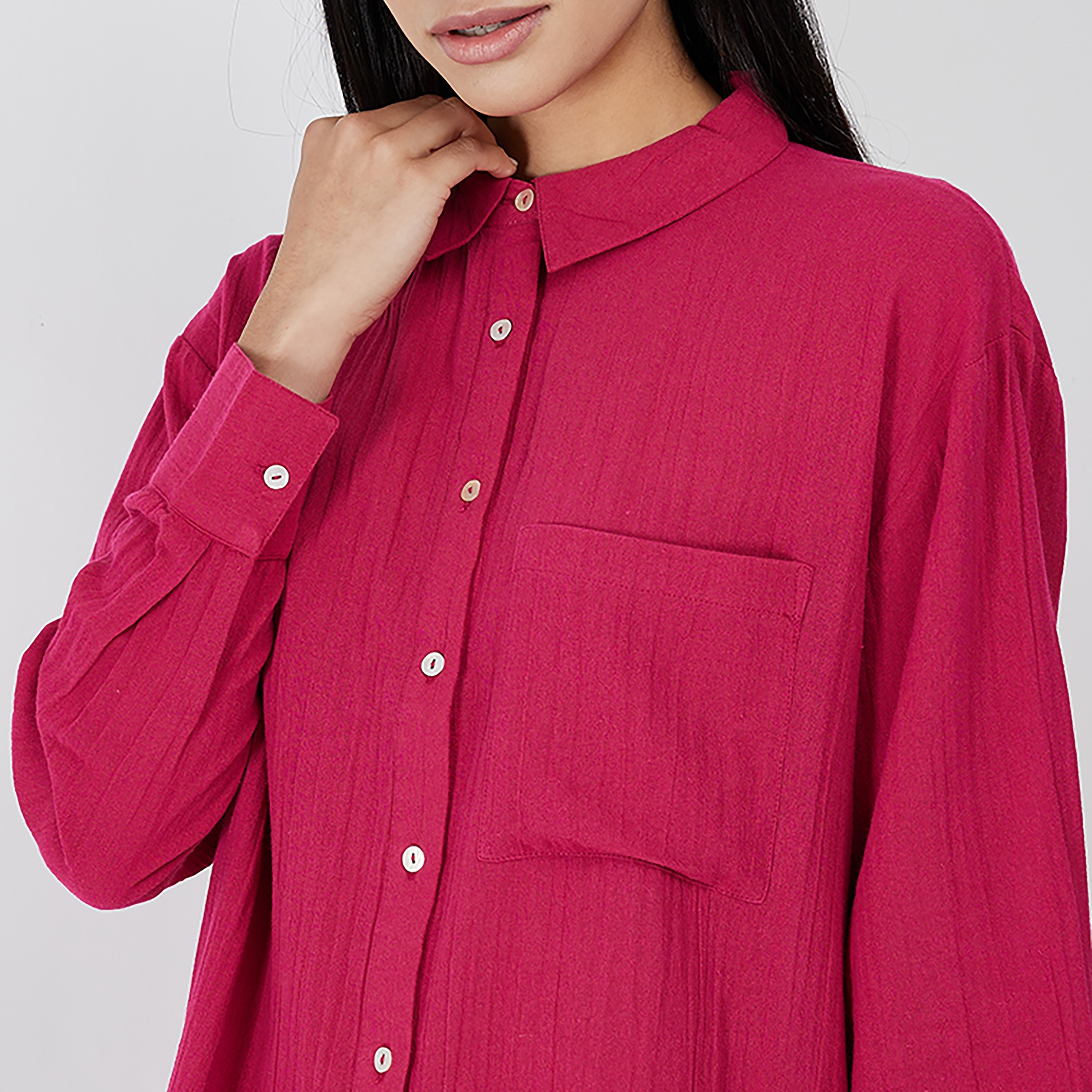 قميص نسائي بأكمام طويلة وياقة منقوشة من أيروبوستال-women-clothing-shirtsandblouses-shirts-image-7